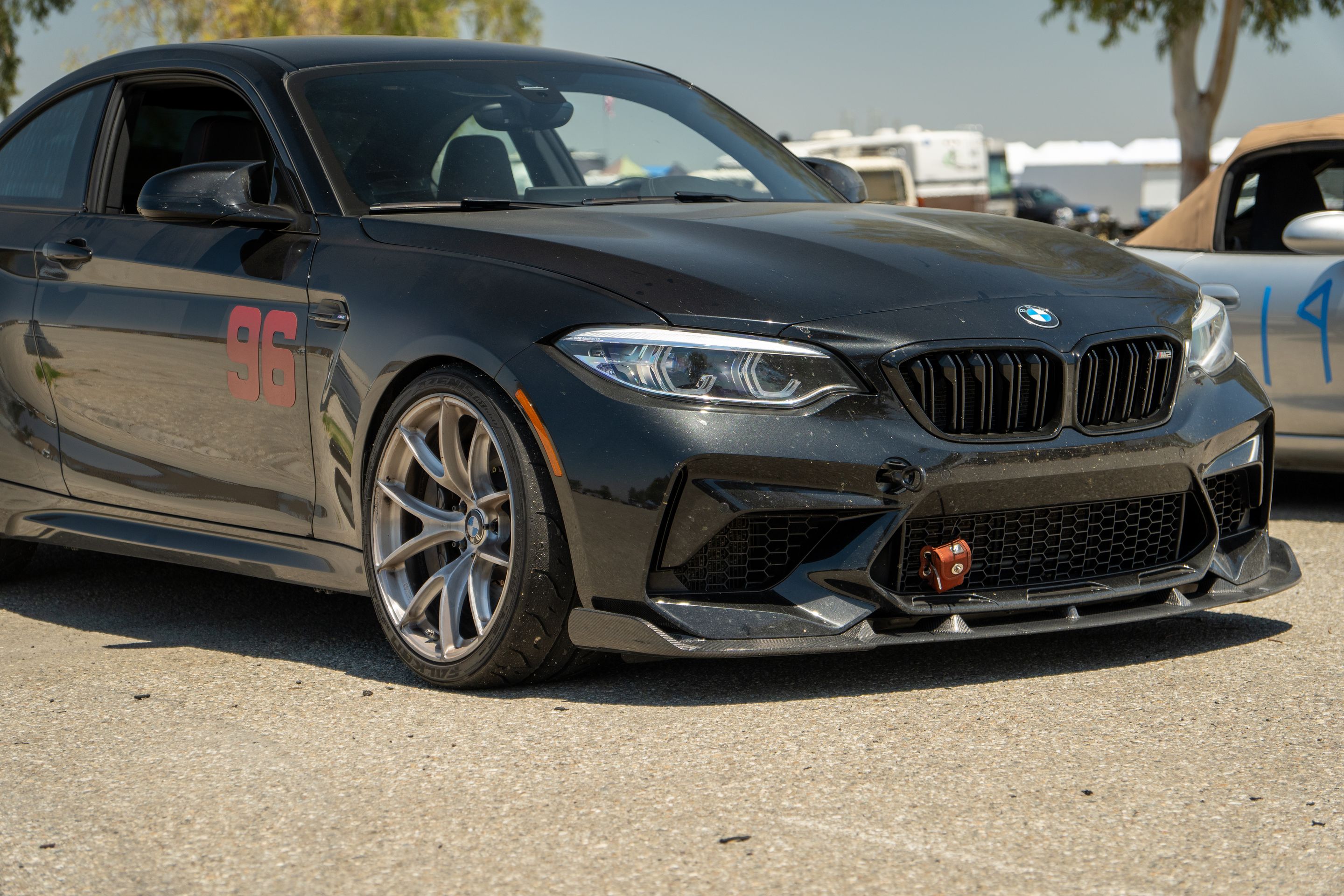 Black BMW F87 M2 with 19" VS-5RS Apex wheels in Brushed Clear