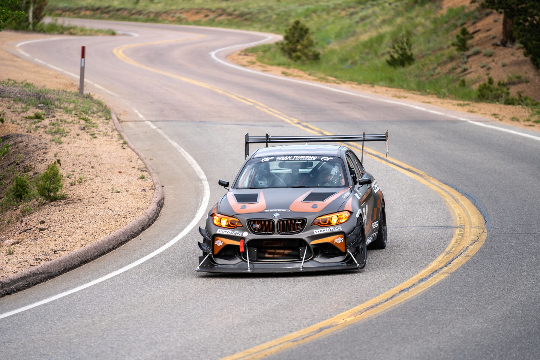 Grey BMW F87 M2 with 18" FL-5 Apex wheels in Satin Black