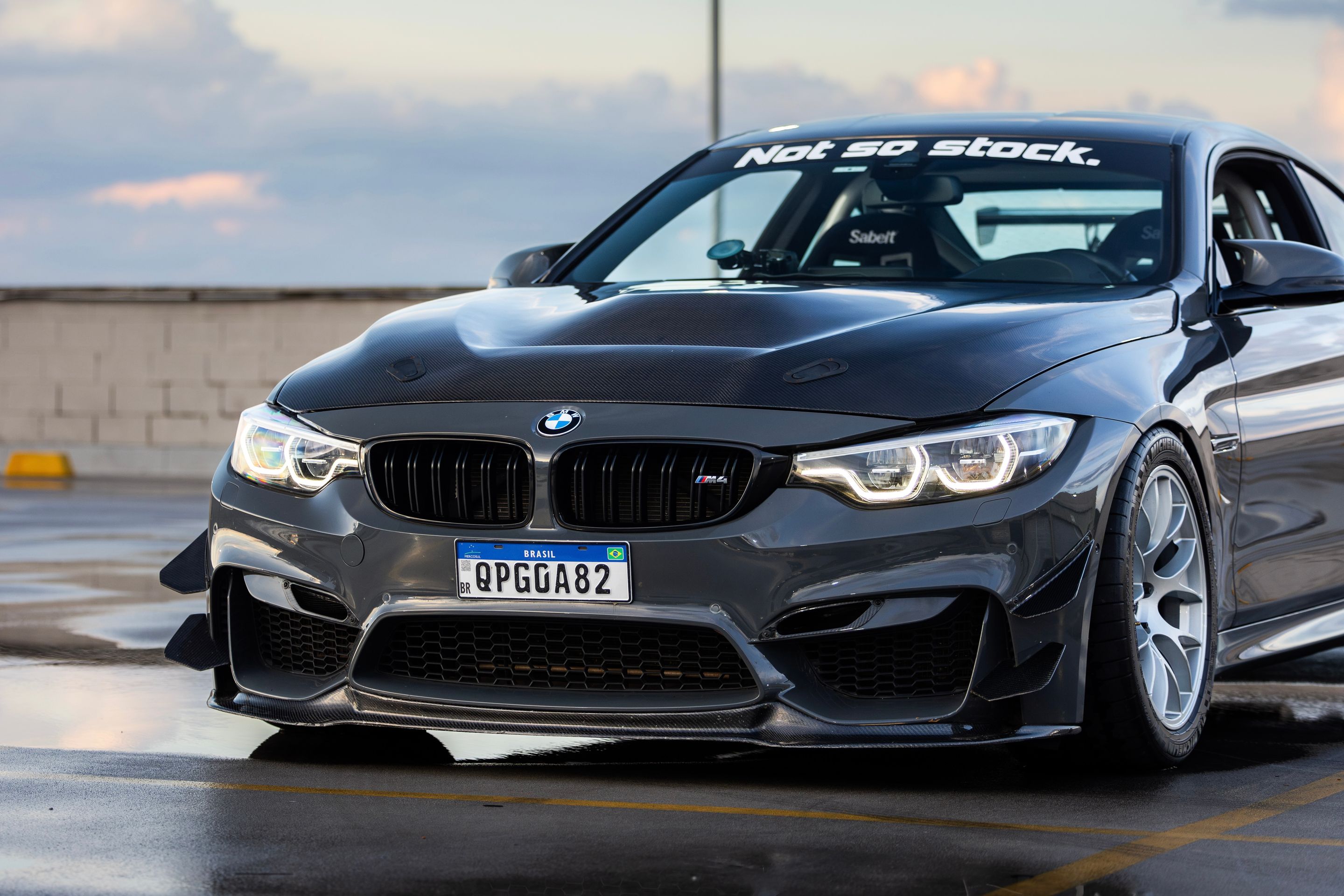 Grey BMW F82 Coupe M4 with 18" EC-7 Apex wheels in Race Silver
