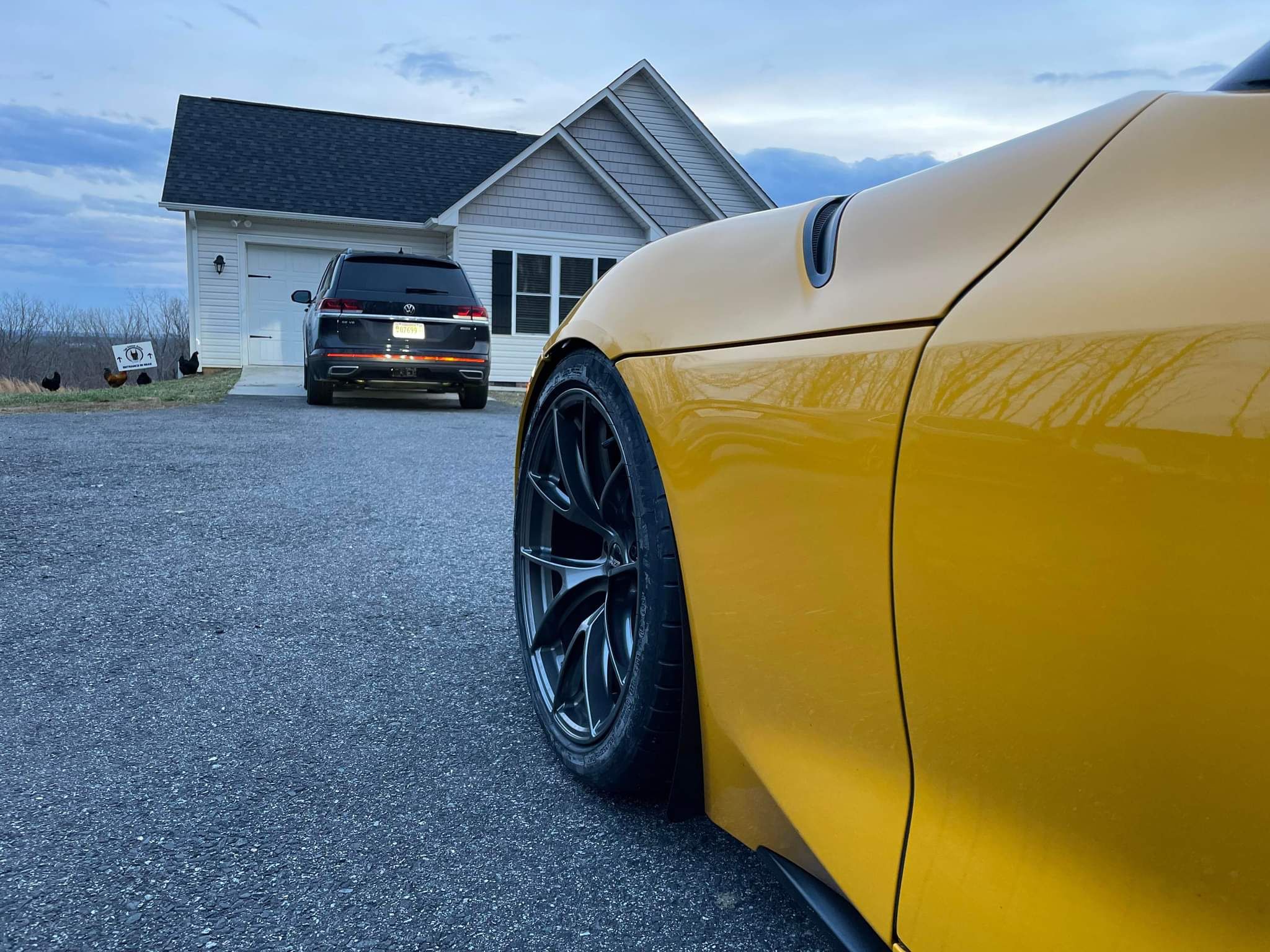 Yellow Toyota GR Supra with 19" VS-5RS Apex wheels in Anthracite
