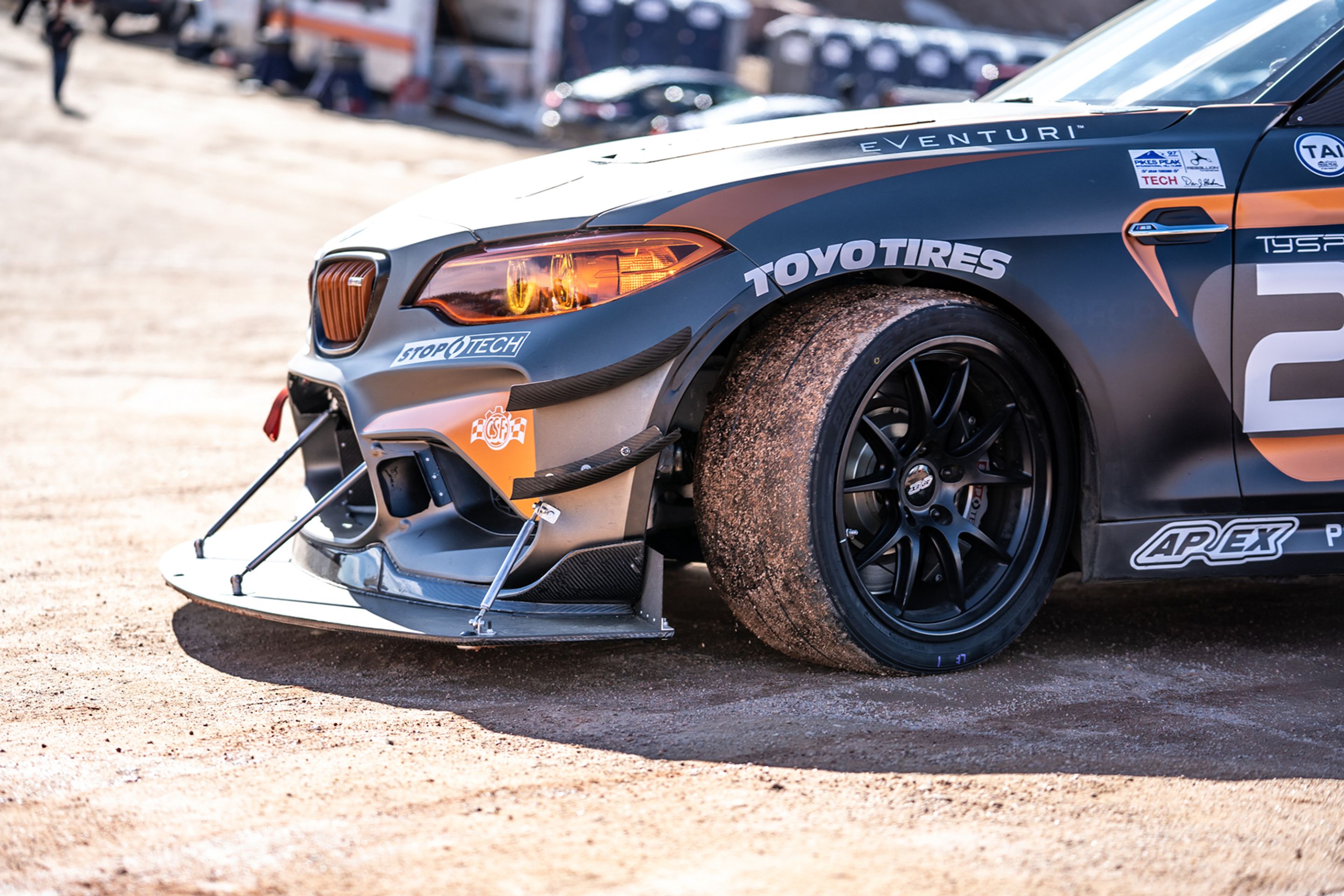 Grey BMW F87 M2 with 18" FL-5 Apex wheels in Satin Black