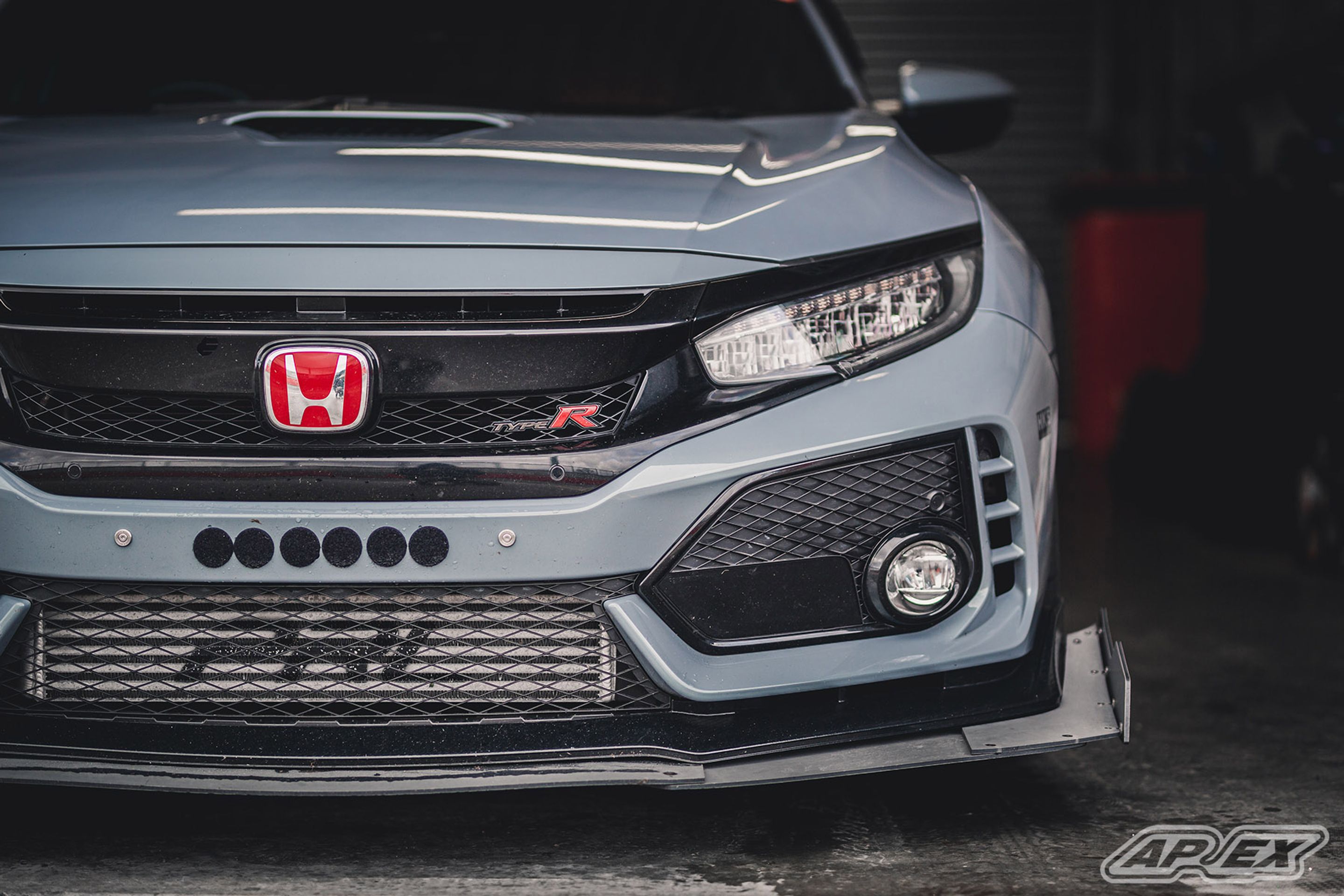 Grey Honda FK8 Civic Type-R with 18" EC-7 Apex wheels in Satin Black