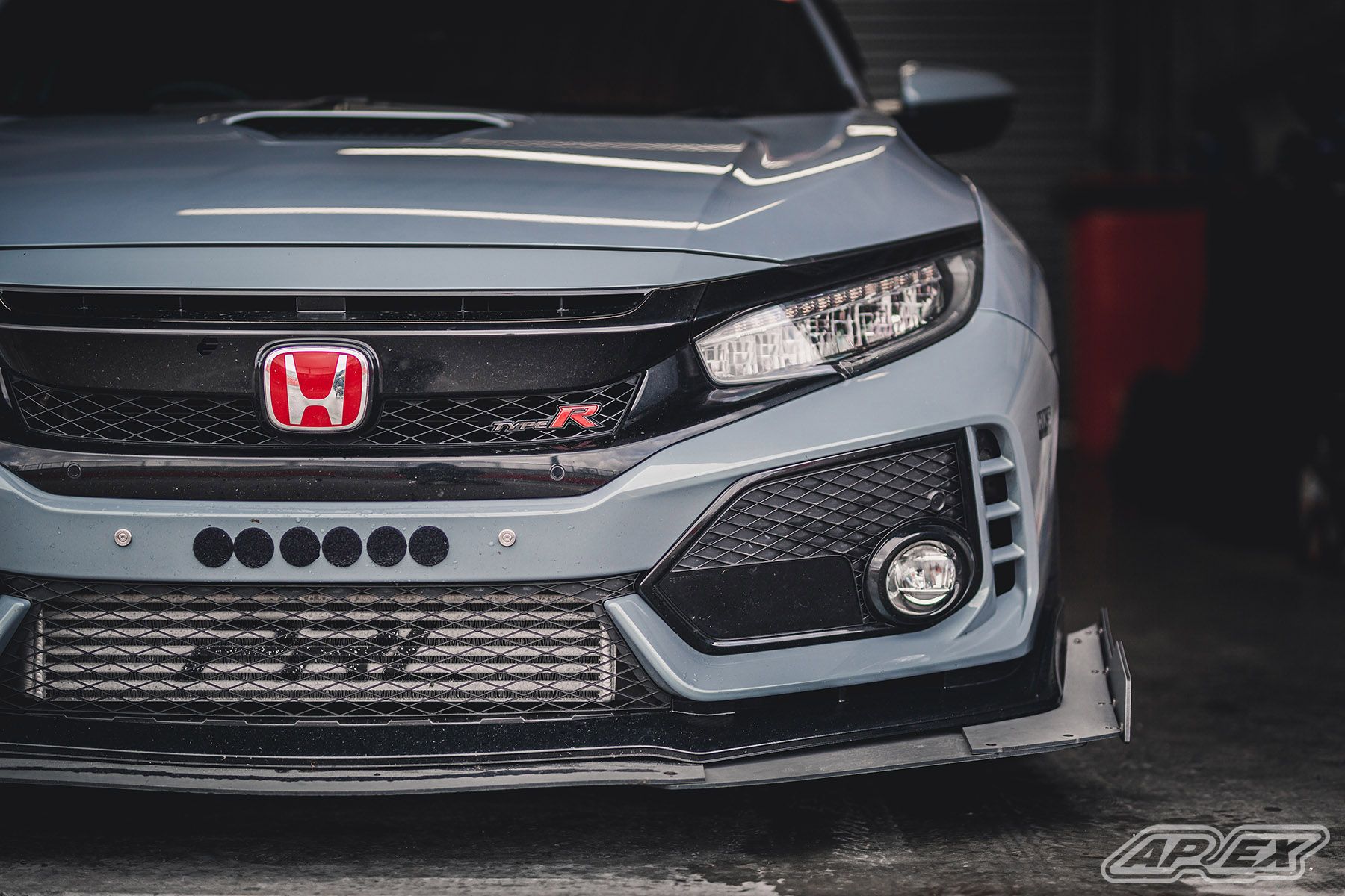Grey Honda FK8 Civic Type-R with 18" EC-7 Apex wheels in Satin Black