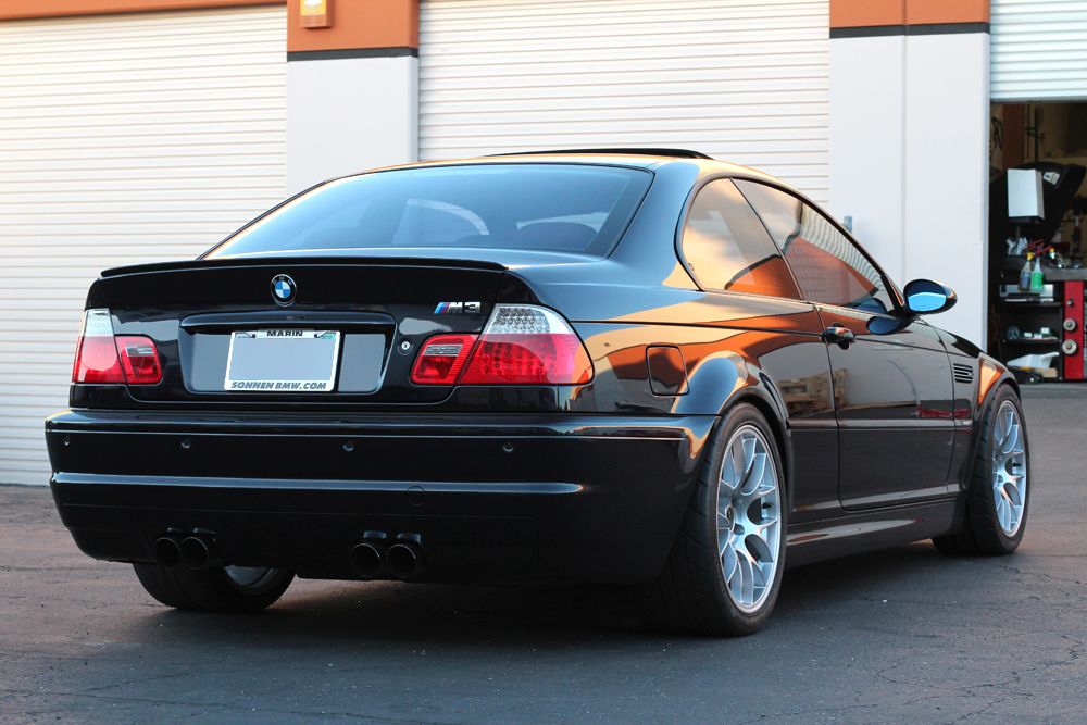 Black BMW E46 M3 with 18" EC-7 Apex wheels in Race Silver