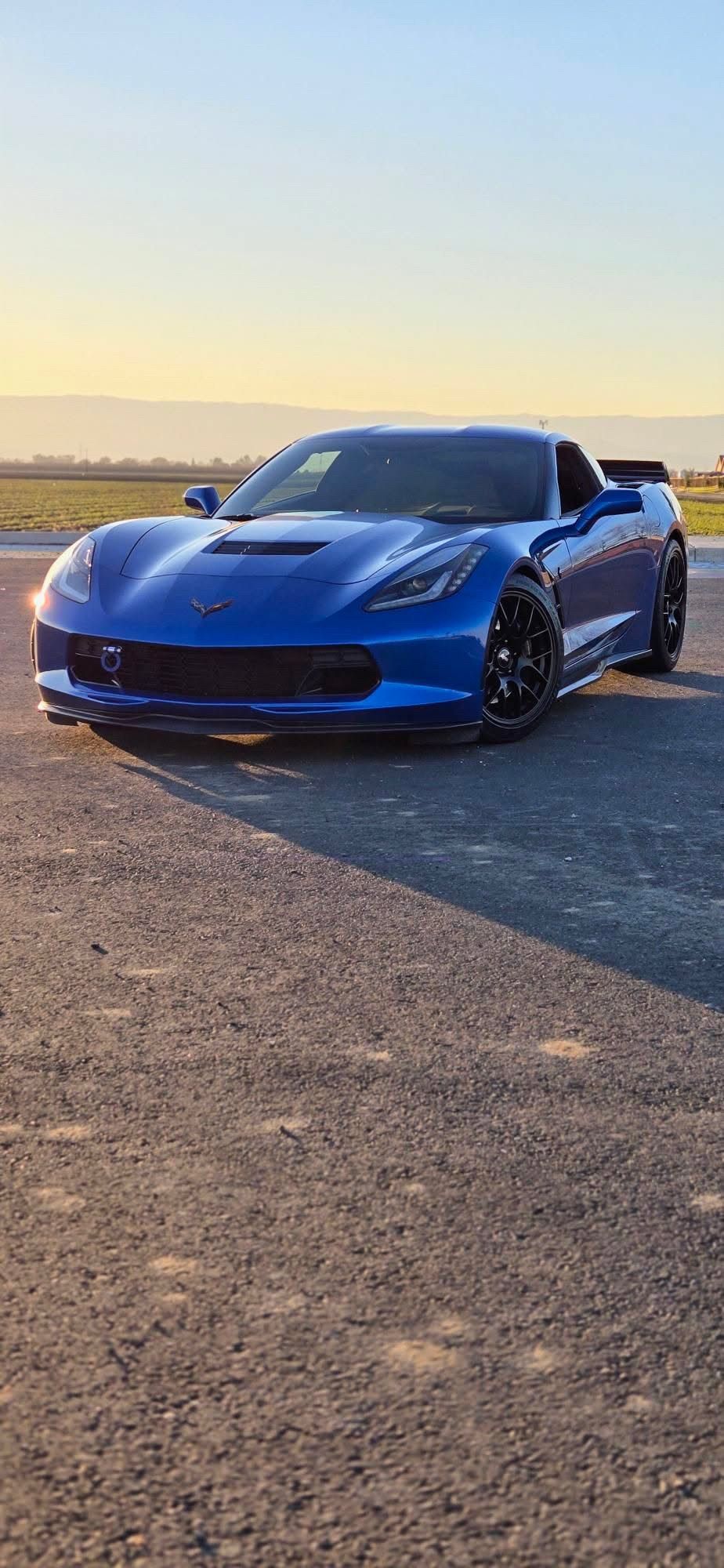 Blue Chevrolet C7 Corvette Stingray/Z51 with 18"/19" EC-7 Apex wheels in Satin Black