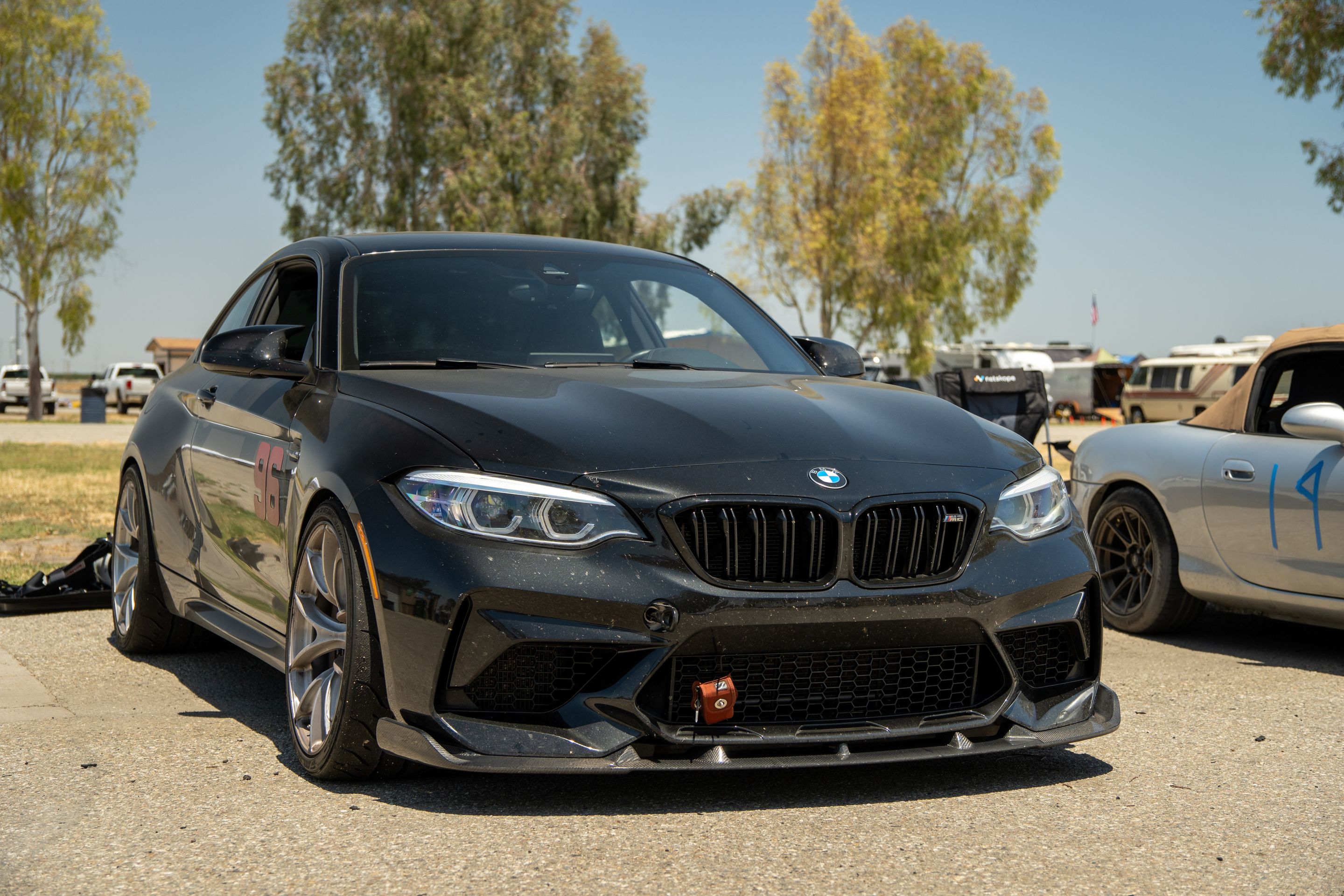 Black BMW F87 M2 with 19" VS-5RS Apex wheels in Brushed Clear