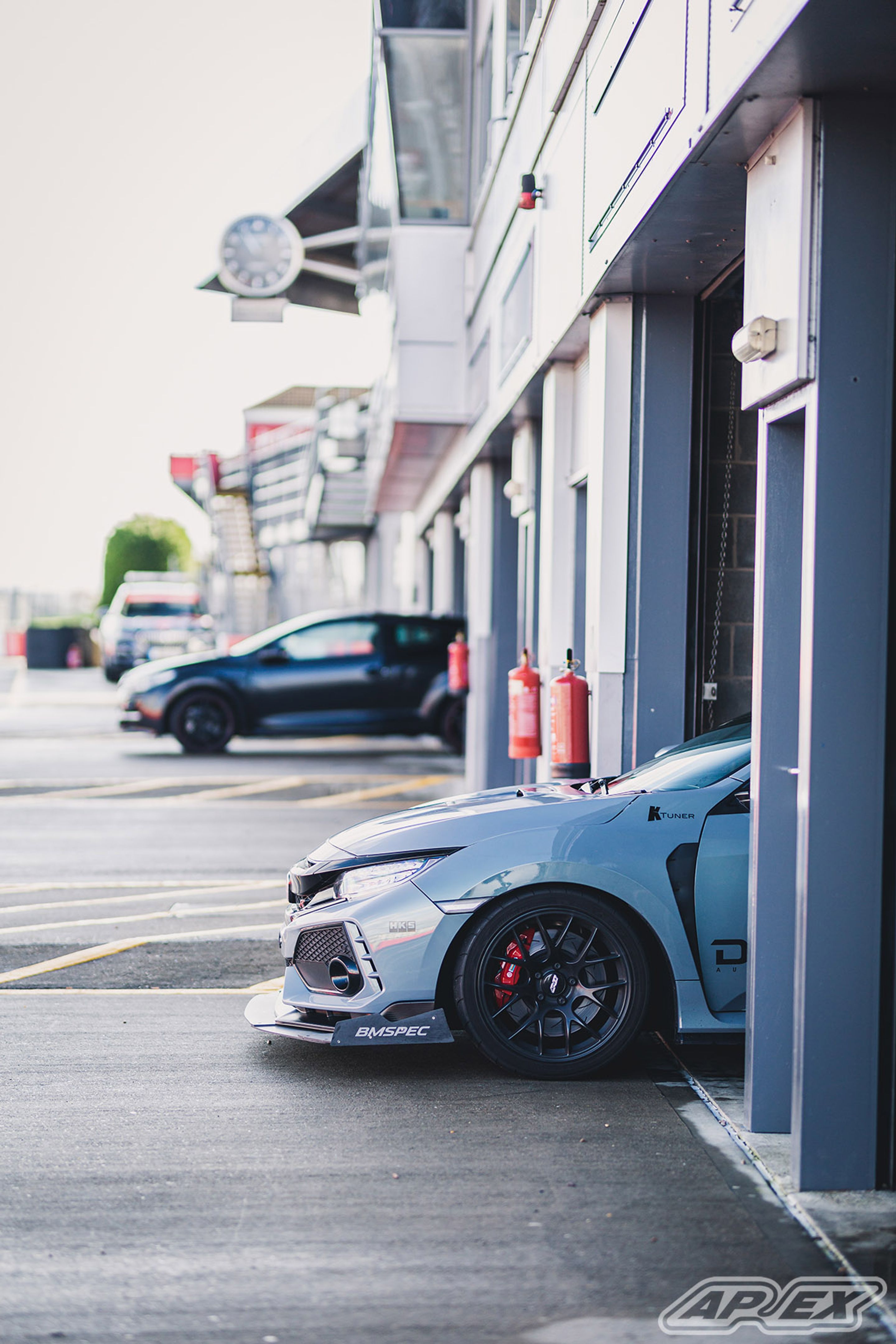 Grey Honda FK8 Civic Type-R with 18" EC-7 Apex wheels in Satin Black