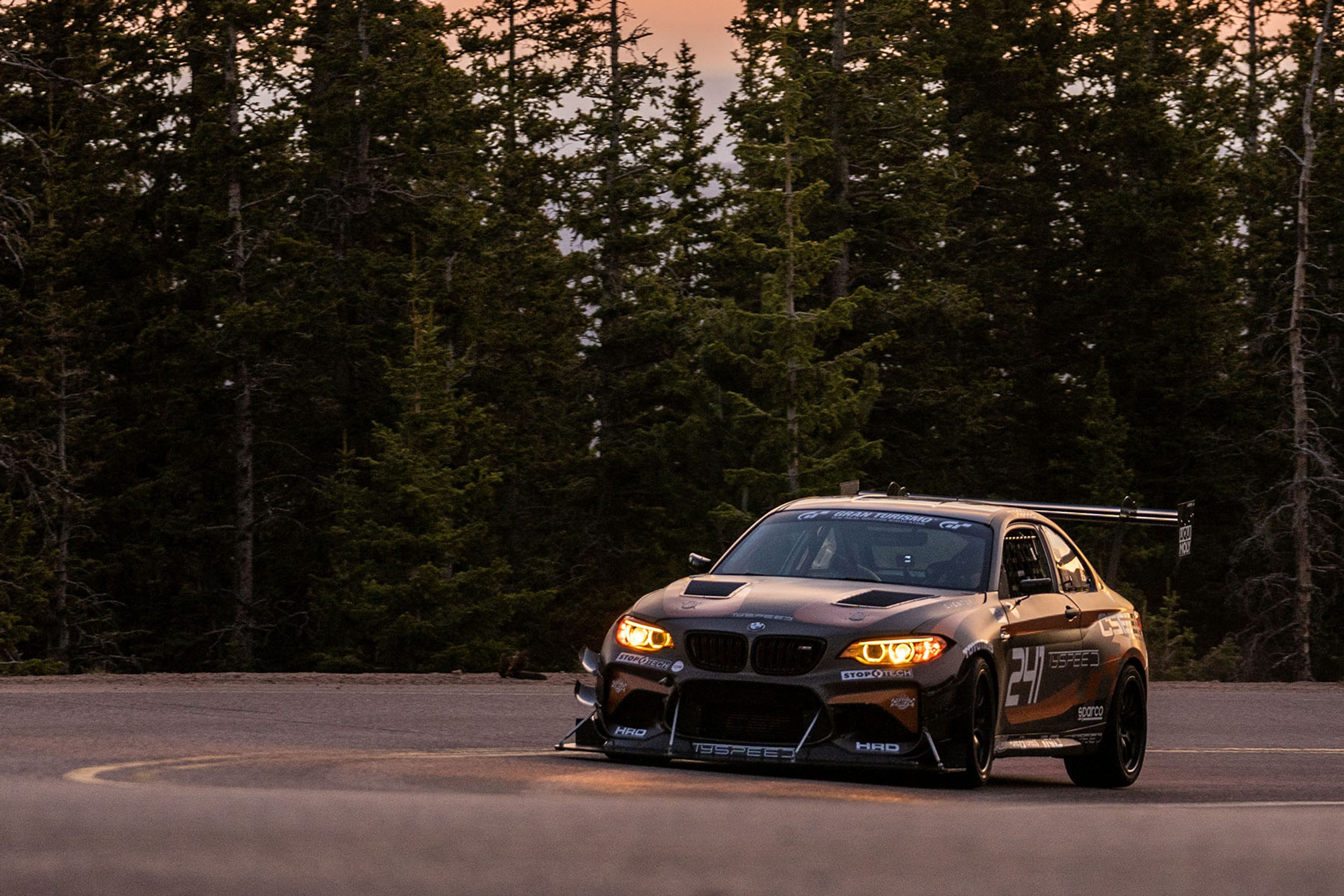Grey BMW F87 M2 with 18" FL-5 Apex wheels in Satin Black
