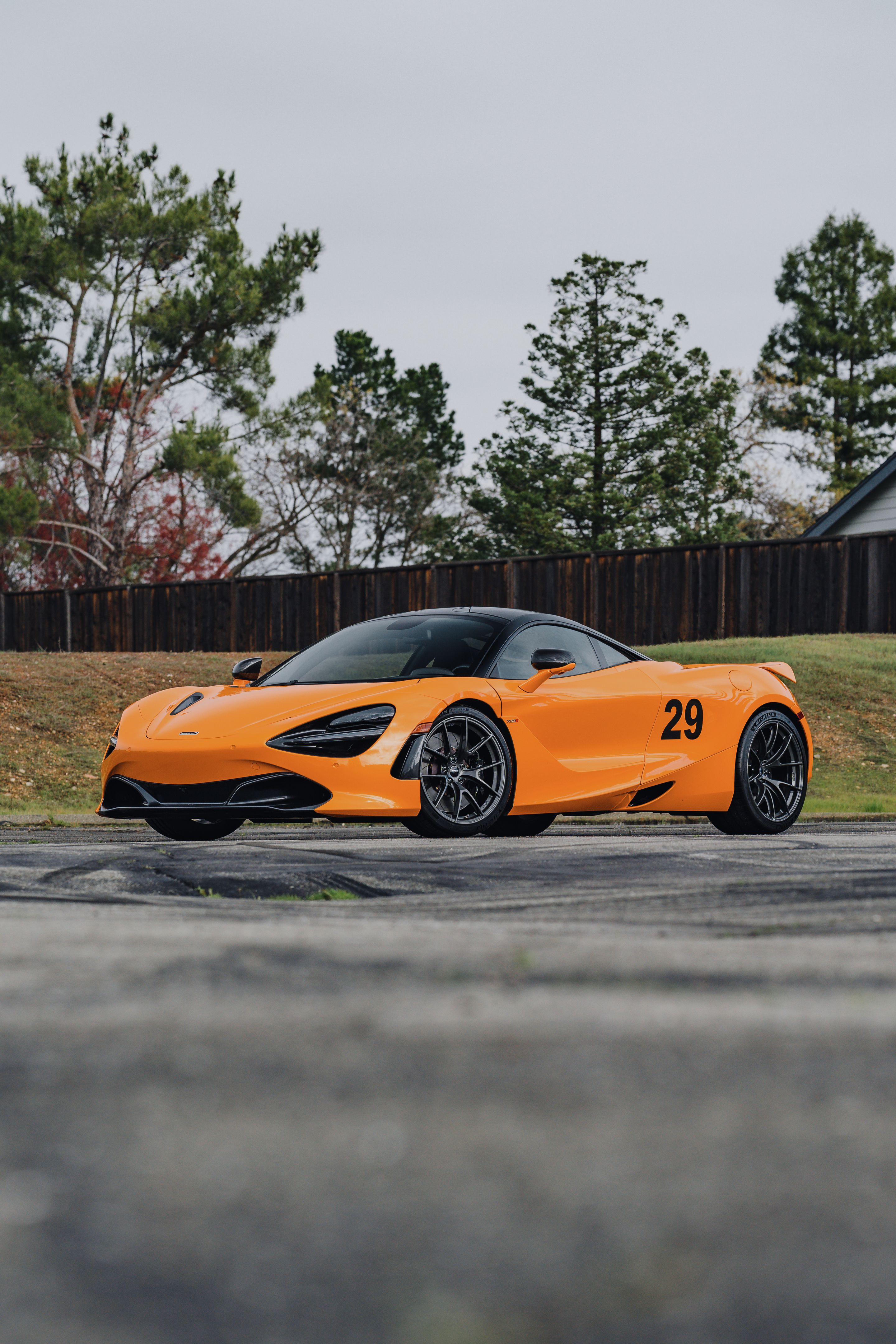 Orange McLaren 720S with 19"/20" VS-5RS Apex wheels in Anthracite