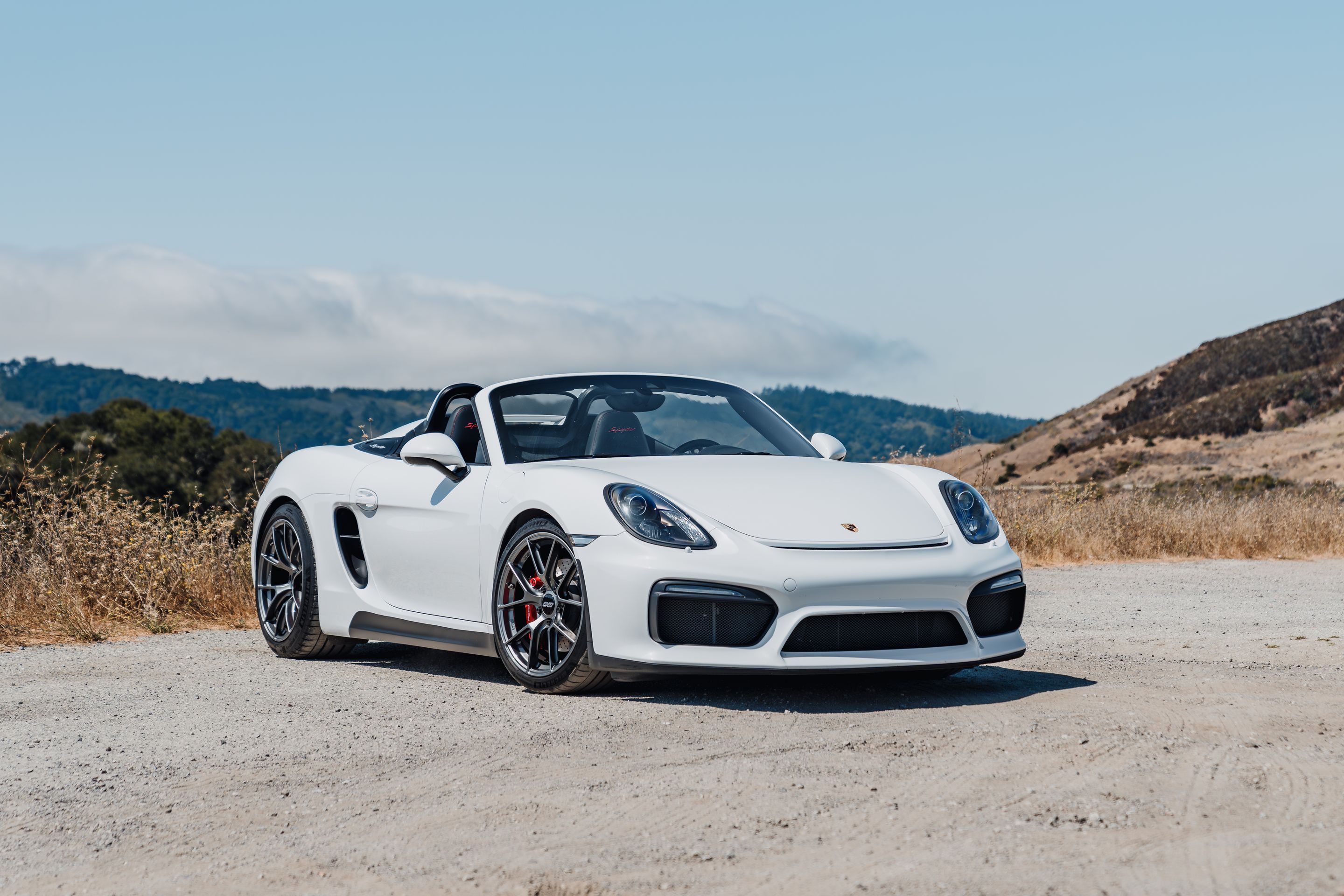 White Porsche 981 Spyder with 19" VS-5RS Apex wheels in Anthracite