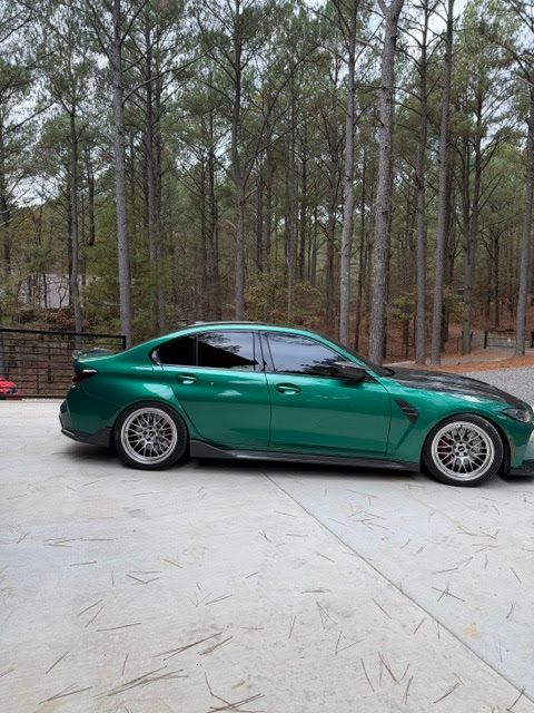 Green BMW G80 M3 with 19" ML-10RT Apex wheels in Machined Lip Brushed Clear