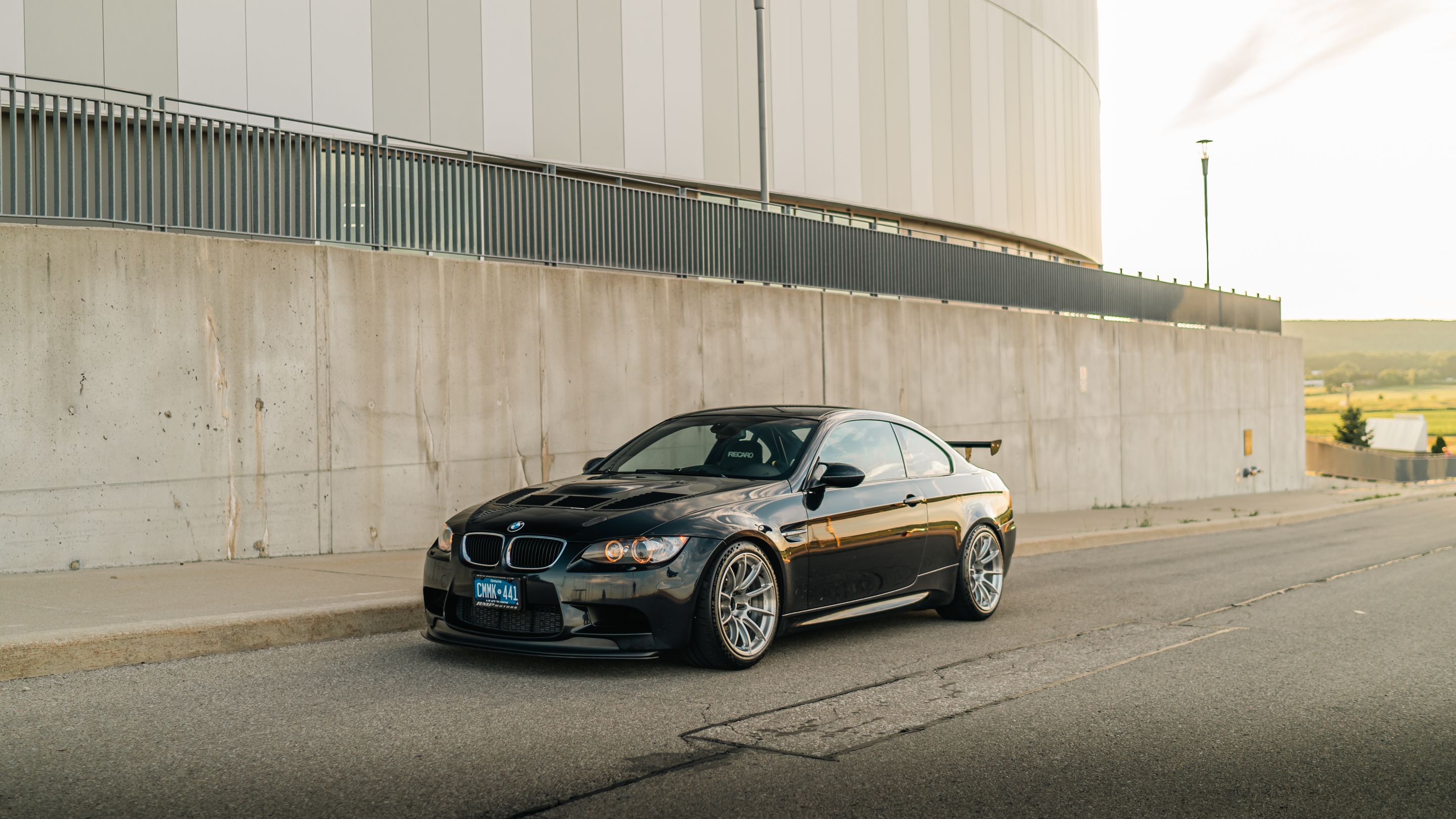 Black BMW E92 Coupe M3 with 18" SM-10RS Apex wheels in Brushed Clear