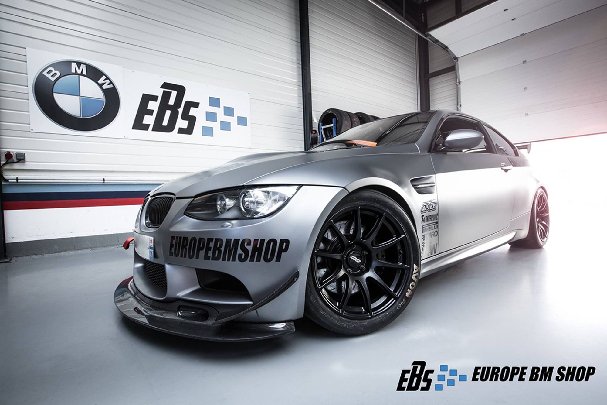 Grey BMW E92 Coupe M3 with 18" SM-10 Apex wheels in Satin Black