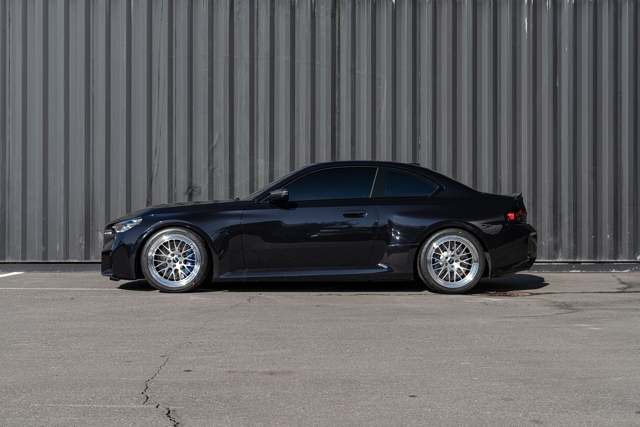 Black BMW G87 M2 with 19" ML-10RT Apex wheels in Machined Lip Brushed Clear