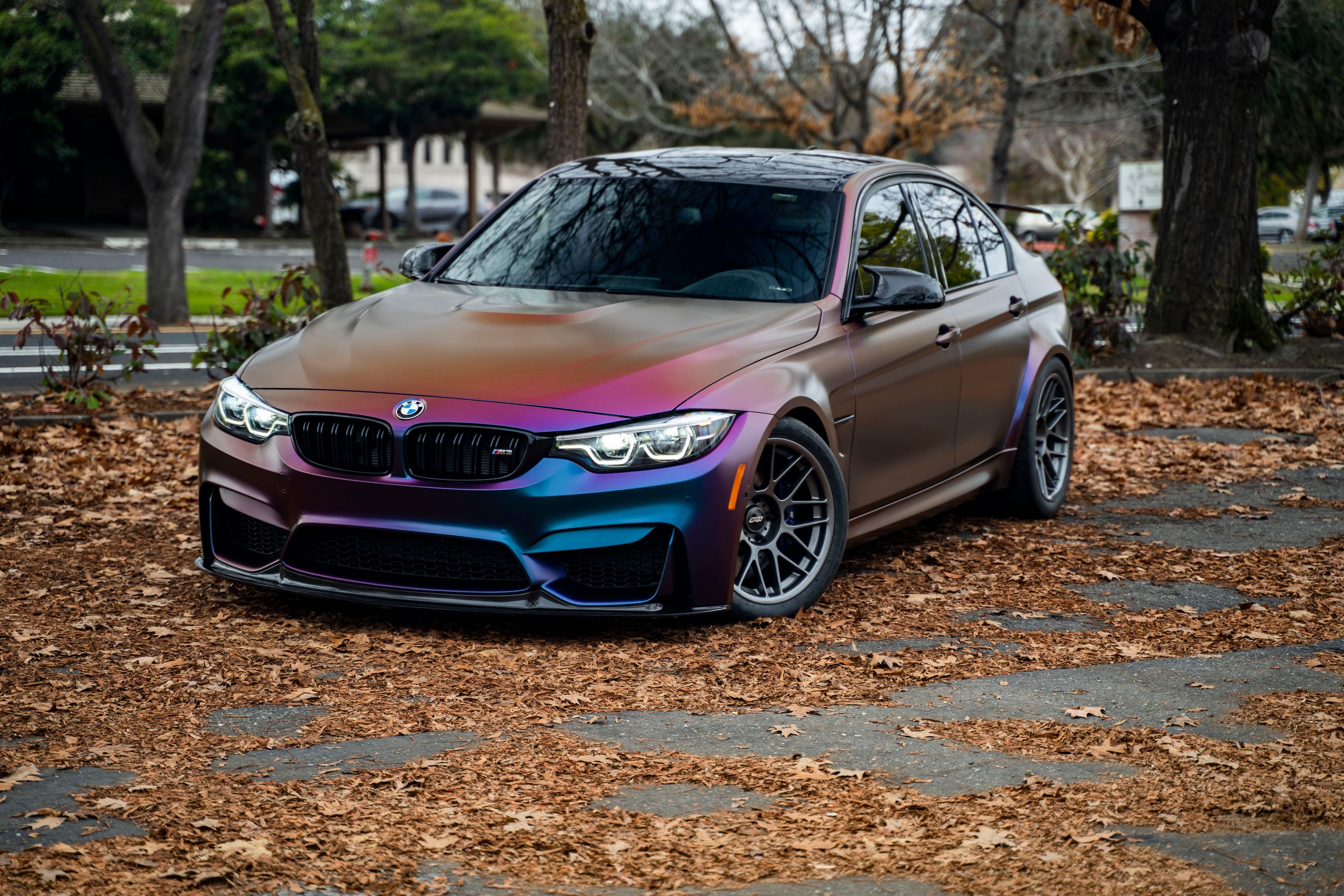Purple BMW F80 M3 with 18" ARC-8 Apex wheels in Anthracite