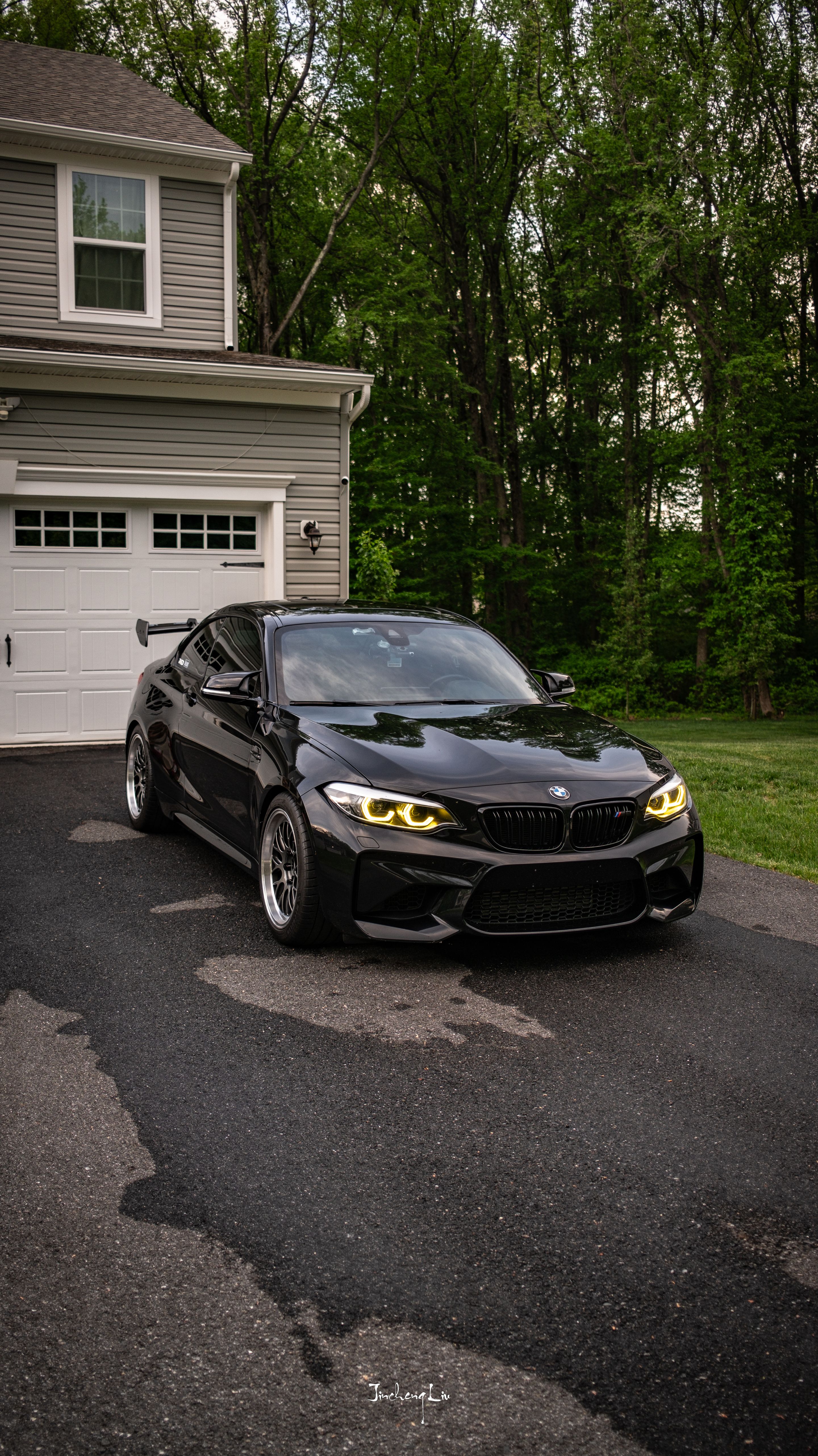 Black BMW F87 M2 with 18" ML-10RT Apex wheels in Machined Lip Anthracite