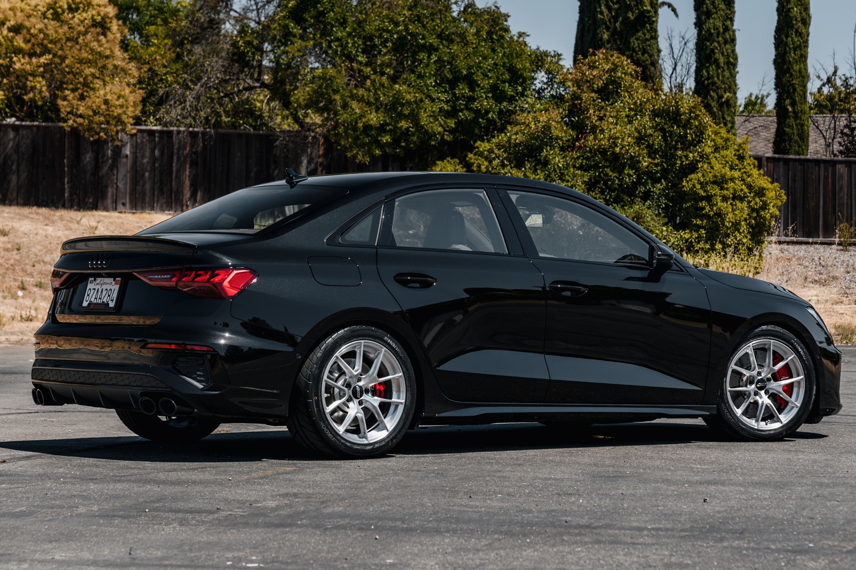Black Audi 8Y S3 with 17" VS-5RS Apex wheels in Brushed Clear
