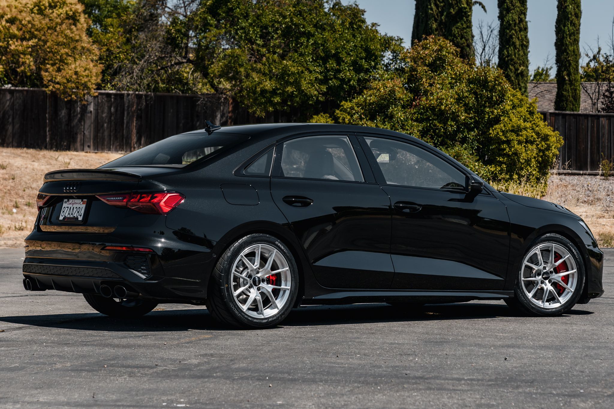 Black Audi 8Y S3 with 17" VS-5RS Apex wheels in Brushed Clear