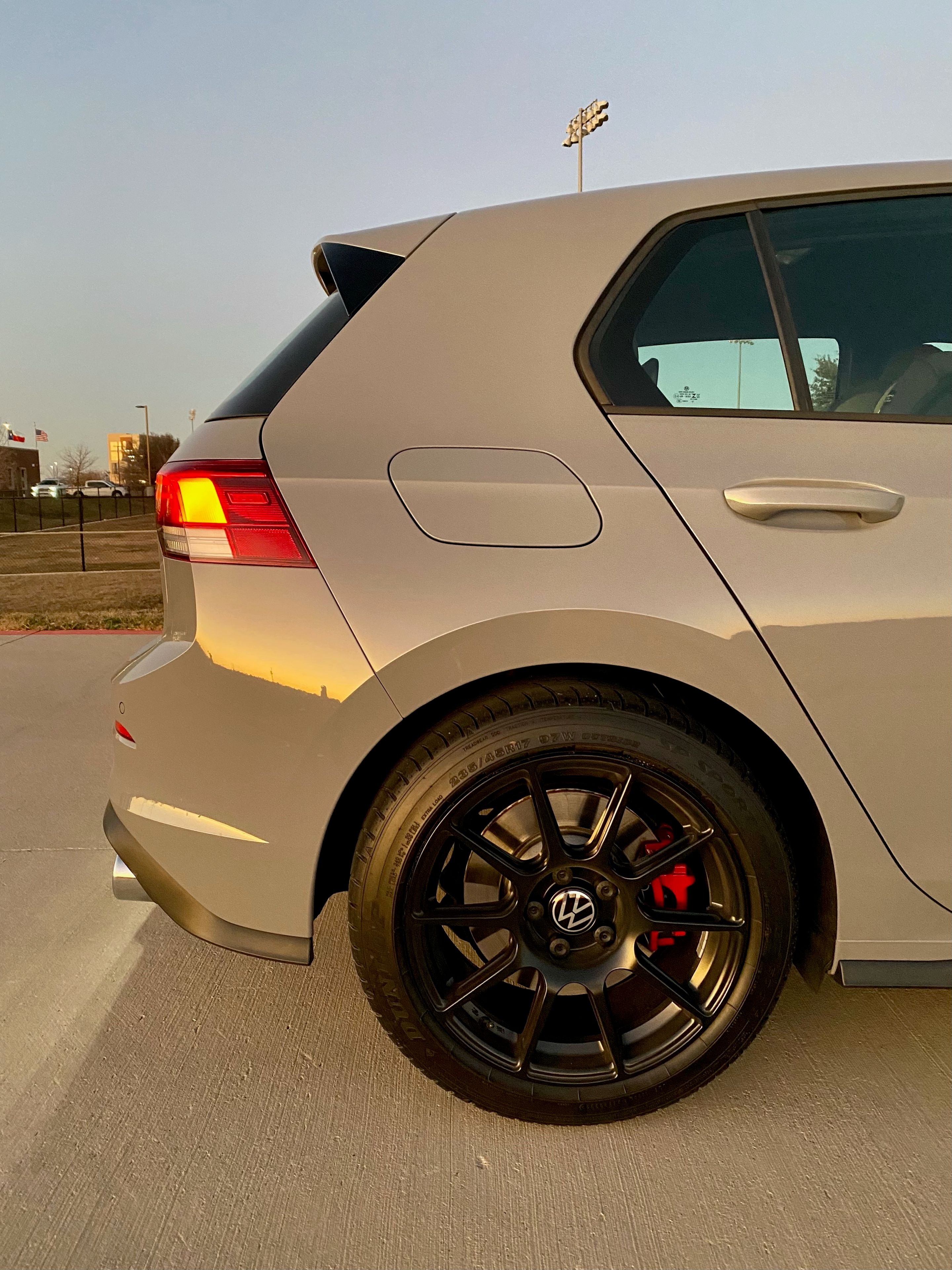 Grey VW MK8 GTI with 17" SM-10 Apex wheels in Satin Black