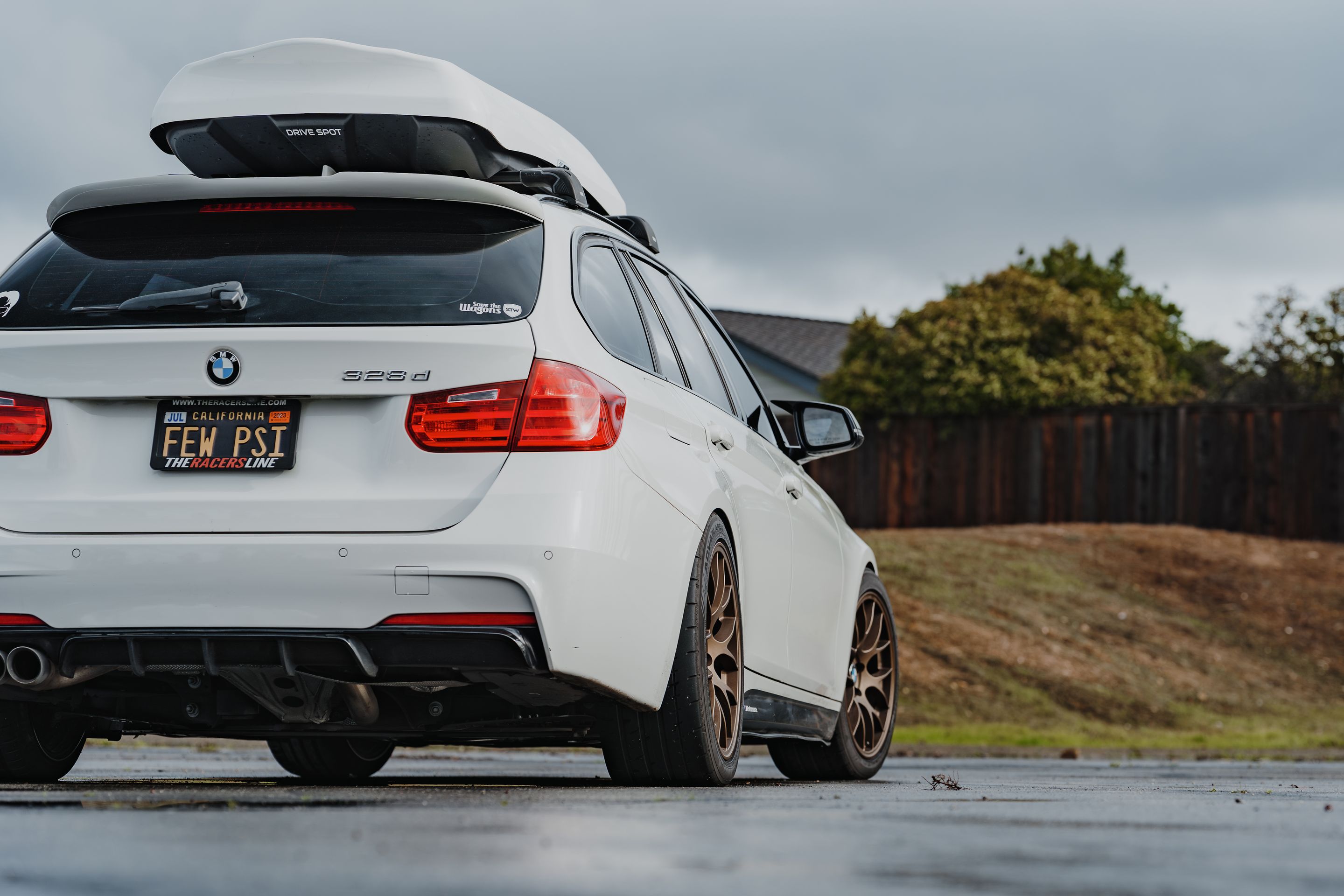 White BMW F31 Wagon 3 Series with 18" EC-7 Apex wheels in Satin Bronze