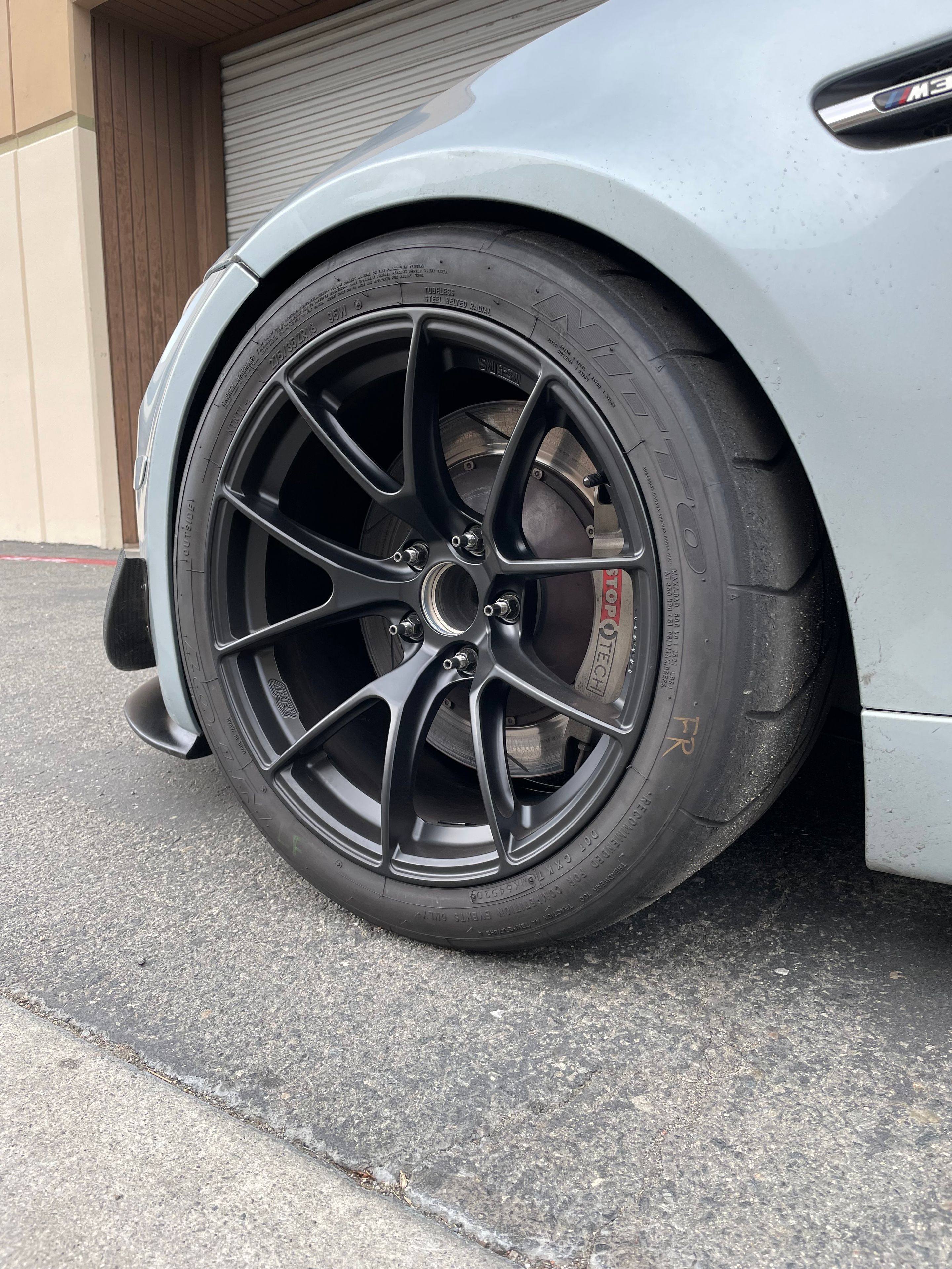 Silver BMW E90 Sedan M3 with 18" VS-5RS Apex wheels in Satin Black