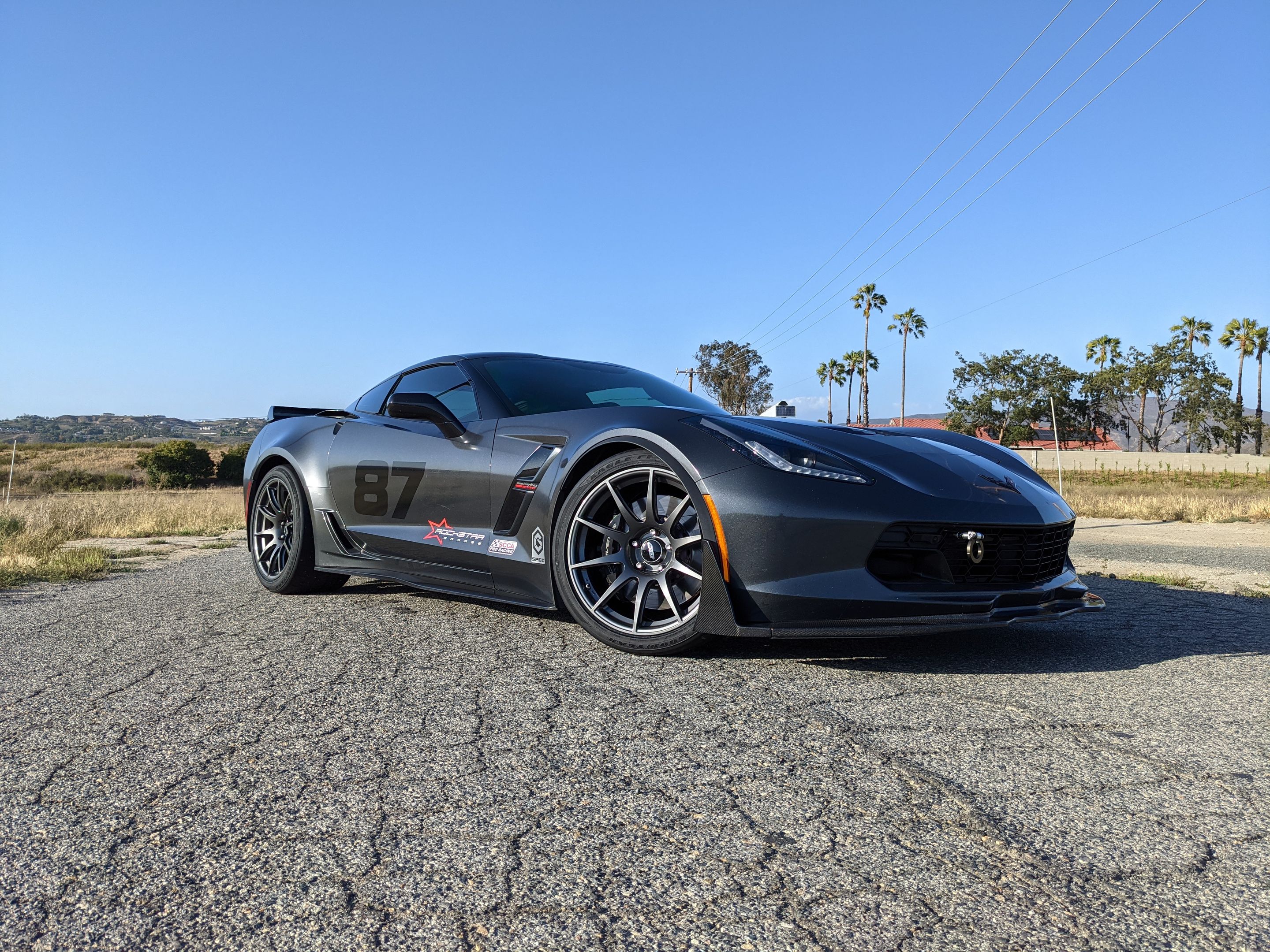 Grey Chevrolet C7 Corvette Grand Sport with 19" SM-10 Apex wheels in Anthracite