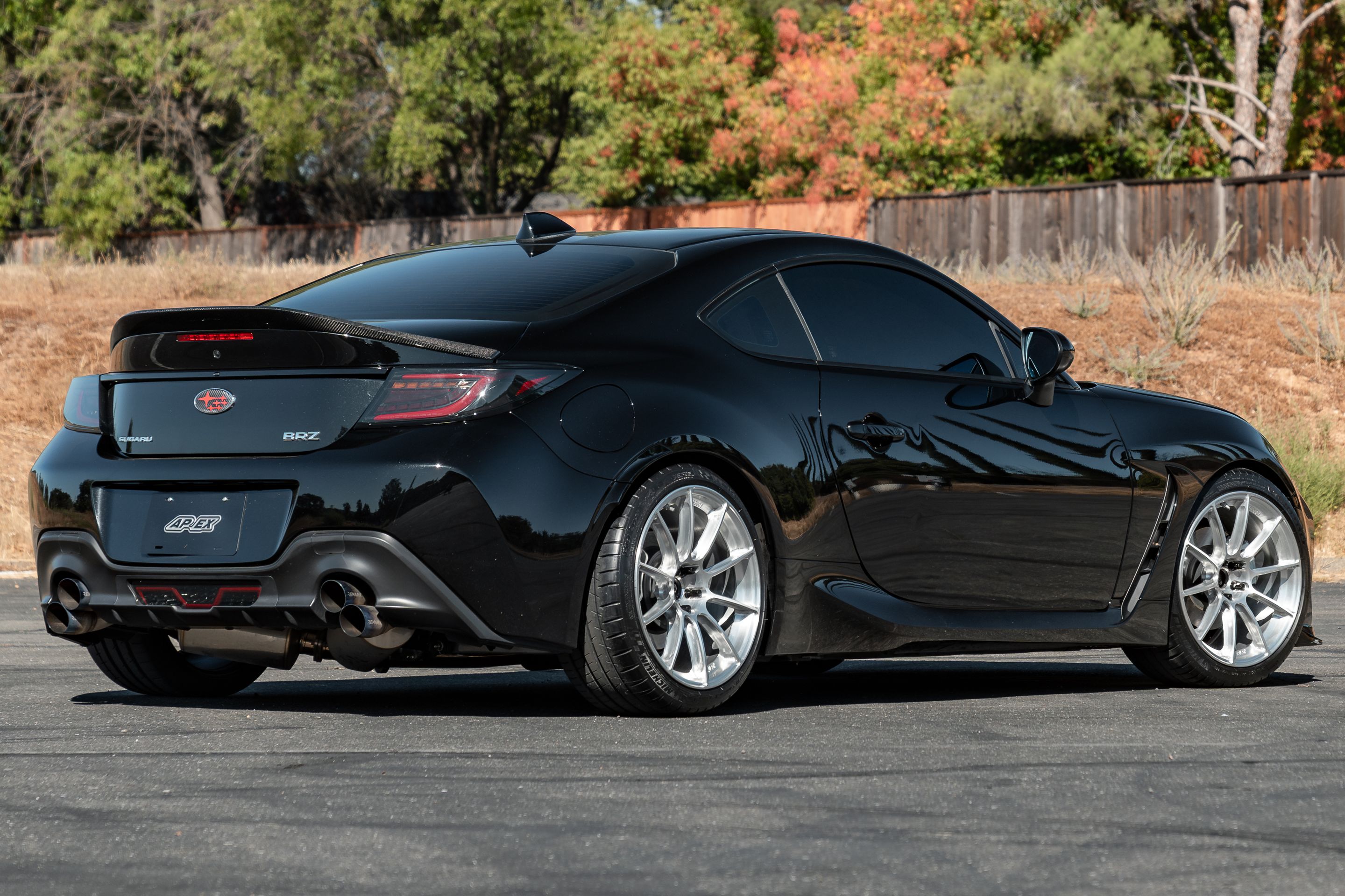 Black Subaru ZD8 / Gen 2 BRZ with 18" SM-10RS Apex wheels in Brushed Clear