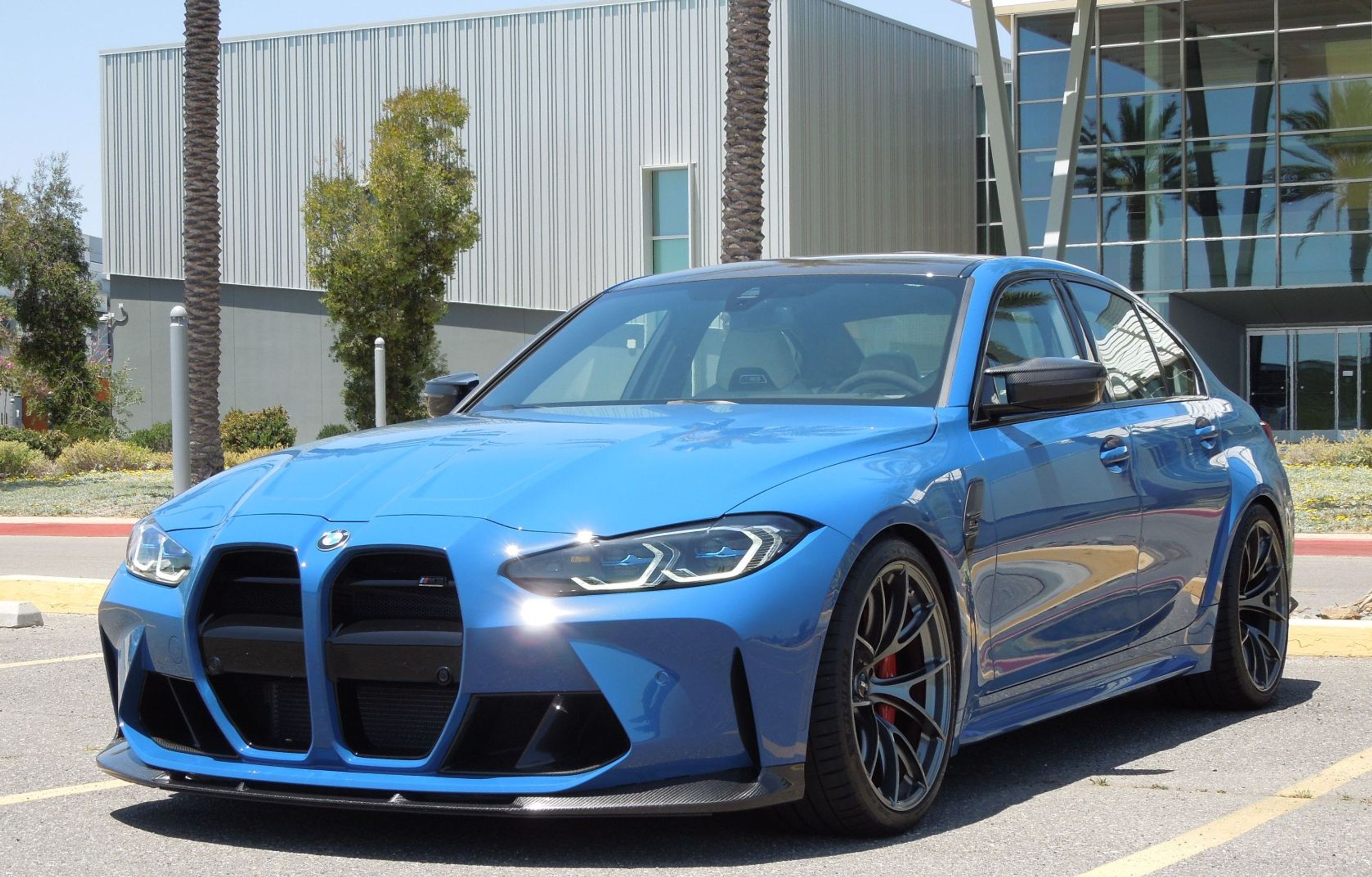 Blue BMW G80 M3 with 20" VS-5RS Apex wheels in Anthracite