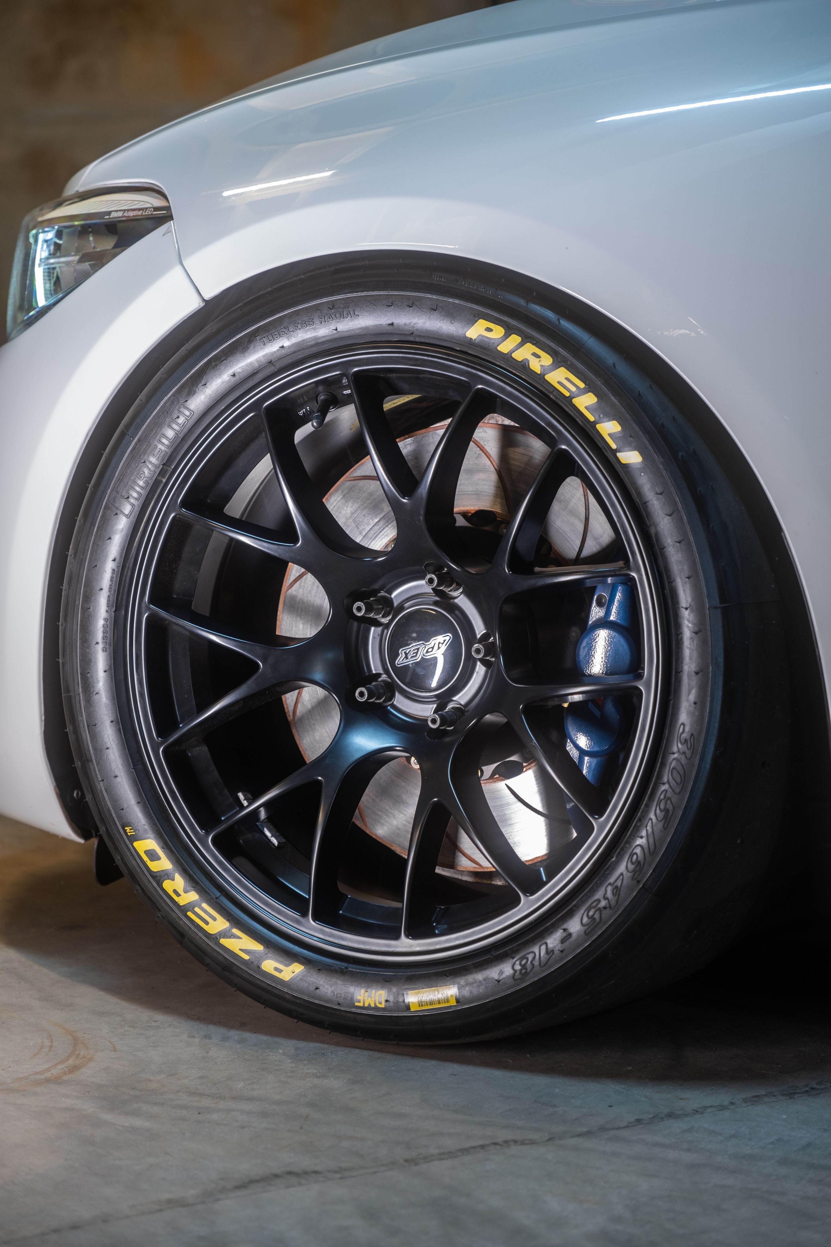 White BMW F87 M2 with 18" EC-7 Apex wheels in Satin Black