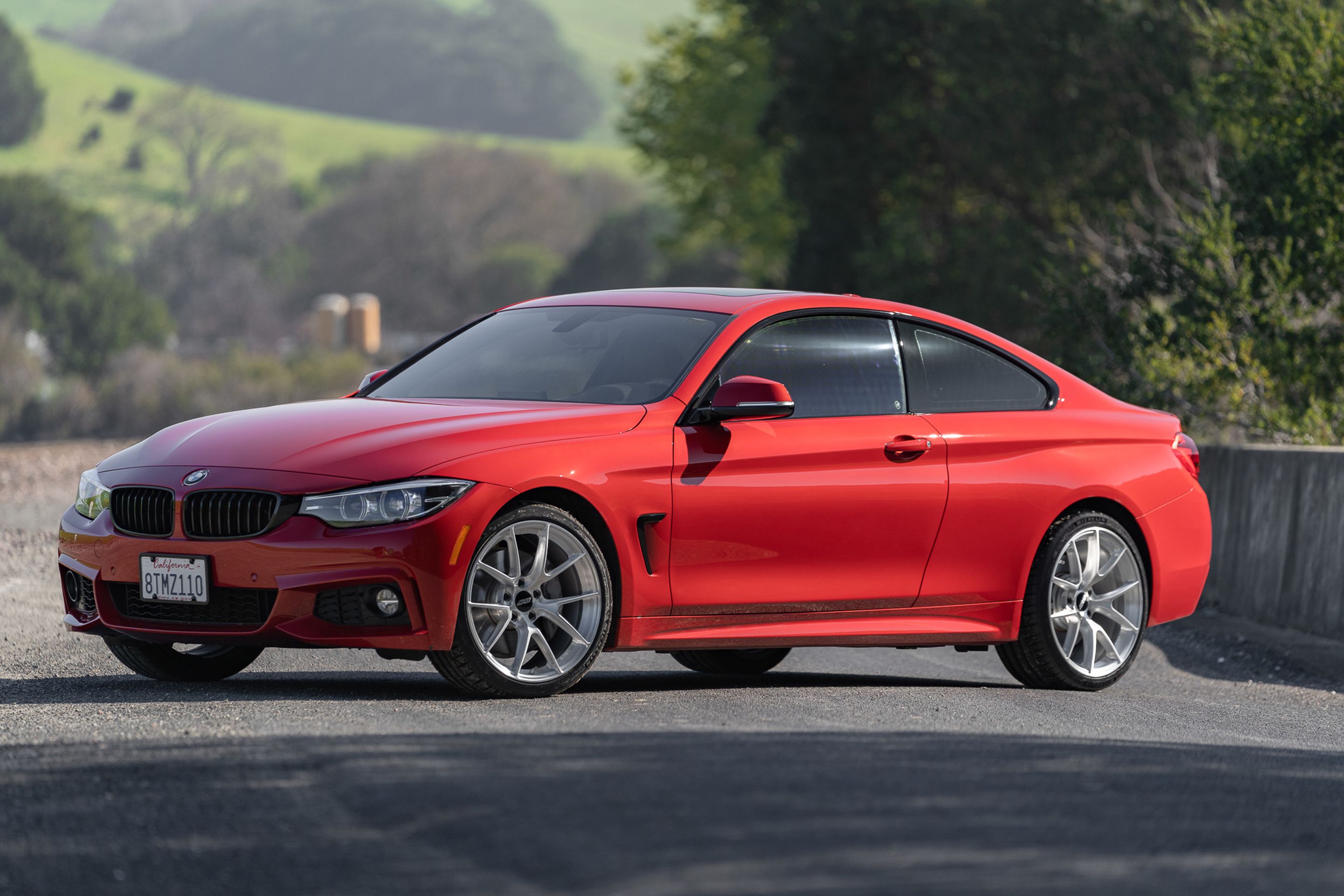 Red BMW F32 Coupe 4 Series with 19" VS-5RS Apex wheels in Brushed Clear