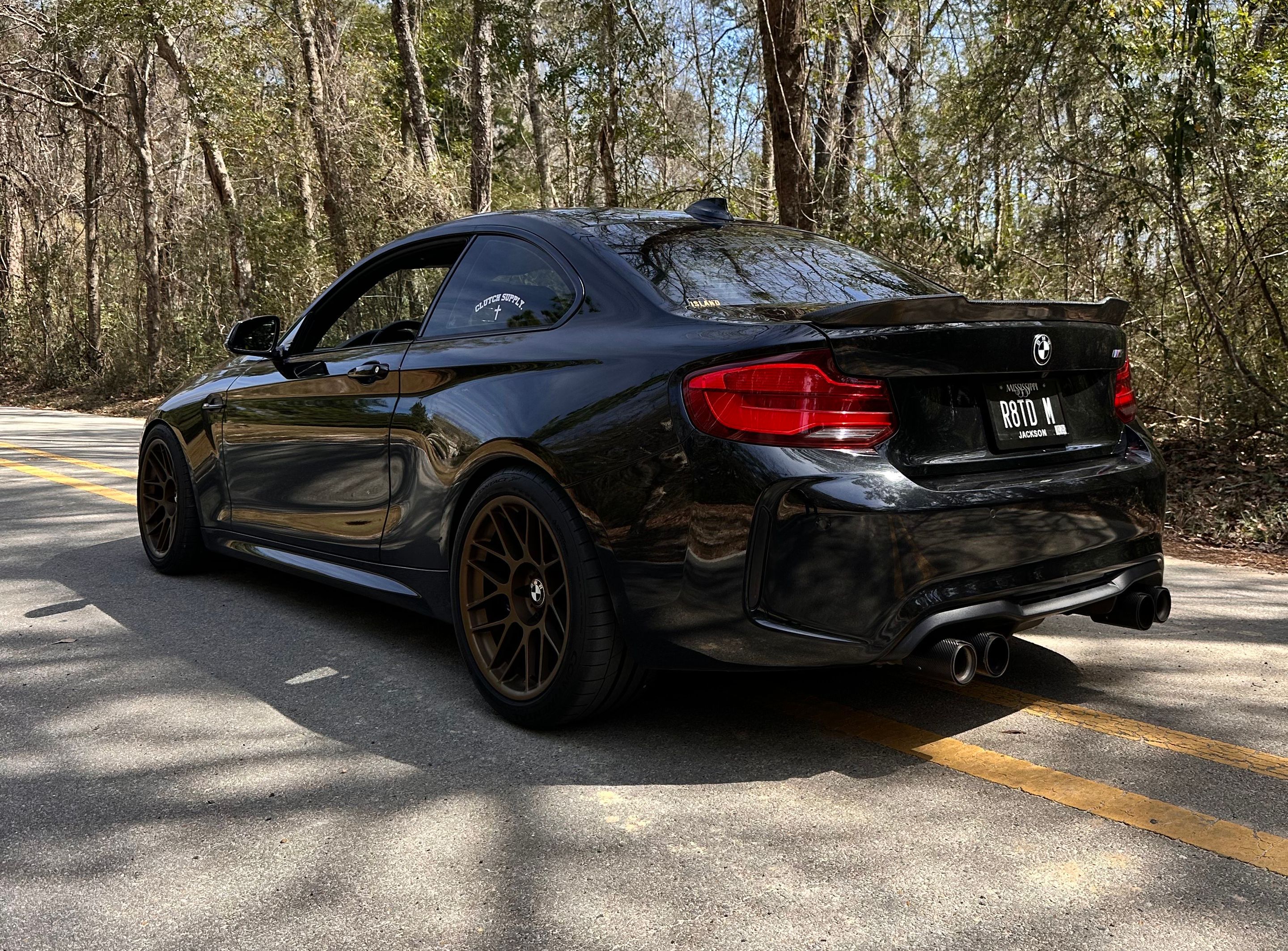 Black BMW F87 M2 with 18" ARC-8 Apex wheels in Satin Bronze