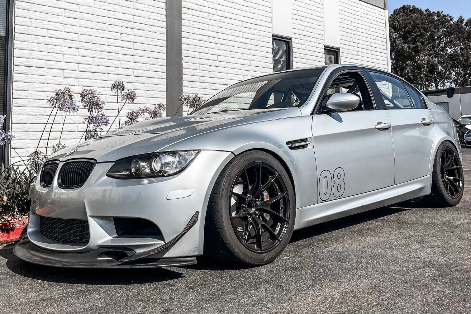 Silver BMW E90 Sedan M3 with 18" VS-5RS Apex wheels in Satin Black