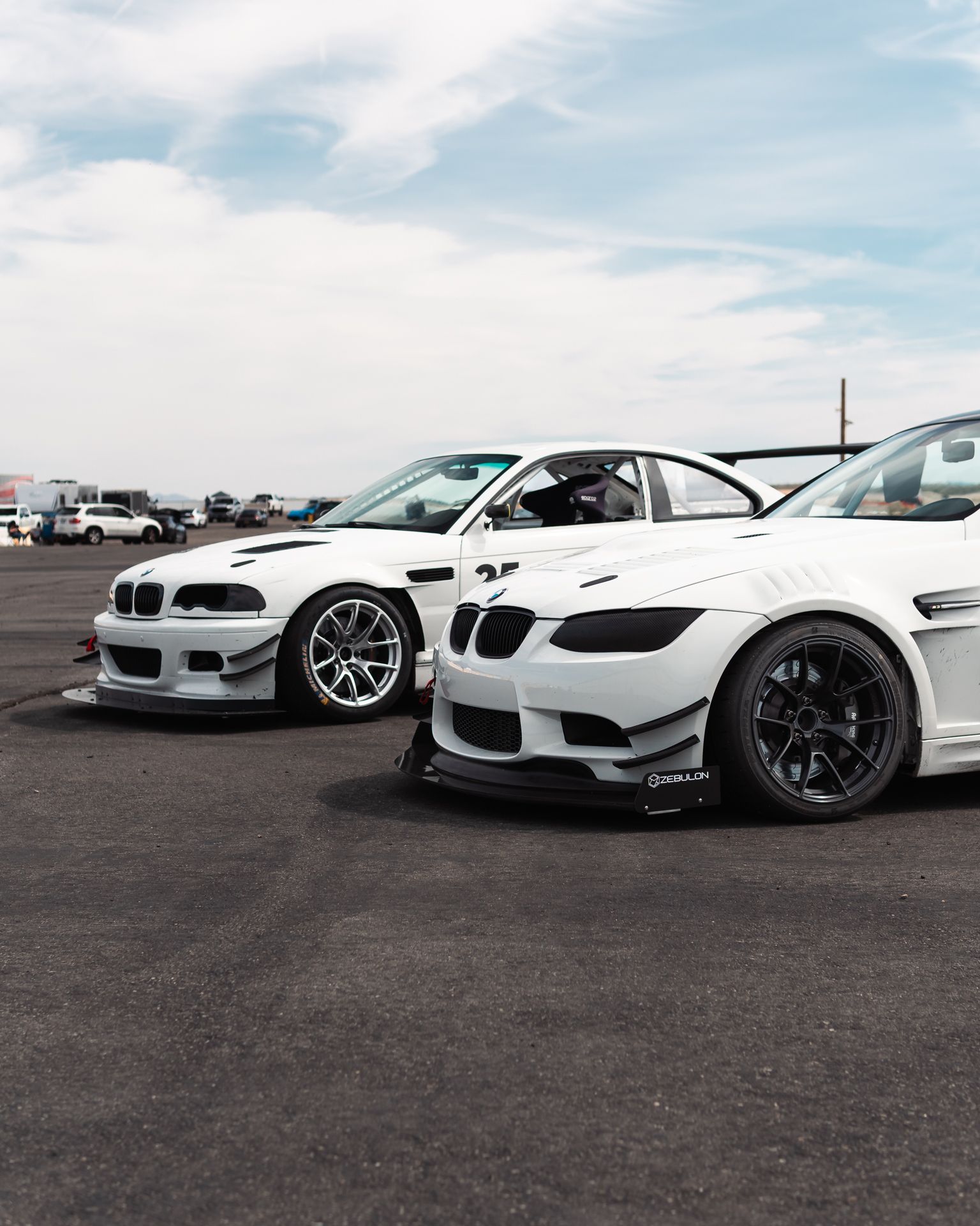 White BMW E92 Coupe M3 with 18" VS-5RS Apex wheels in Satin Black