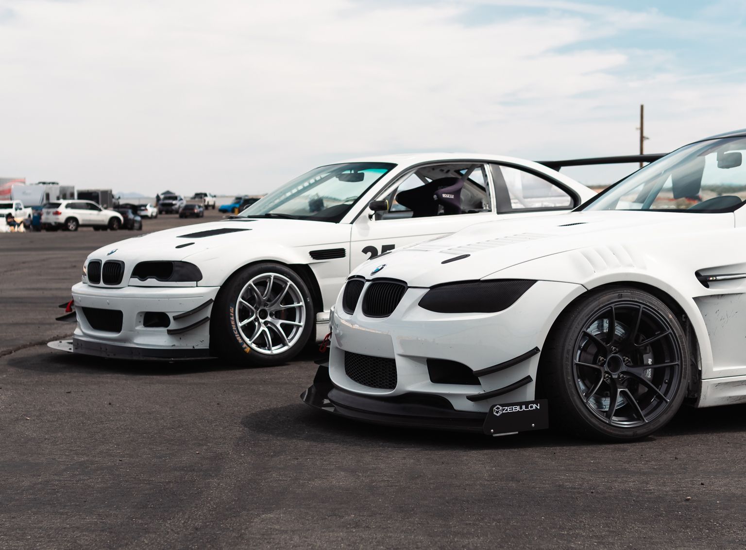 White BMW E92 Coupe M3 with 18" VS-5RS Apex wheels in Satin Black