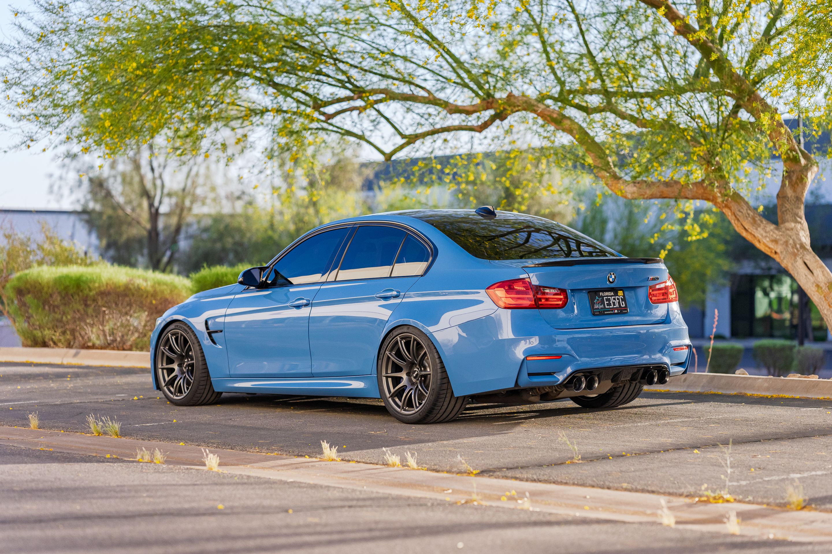 Blue BMW F80 M3 with 19" SM-10 Apex wheels in Anthracite