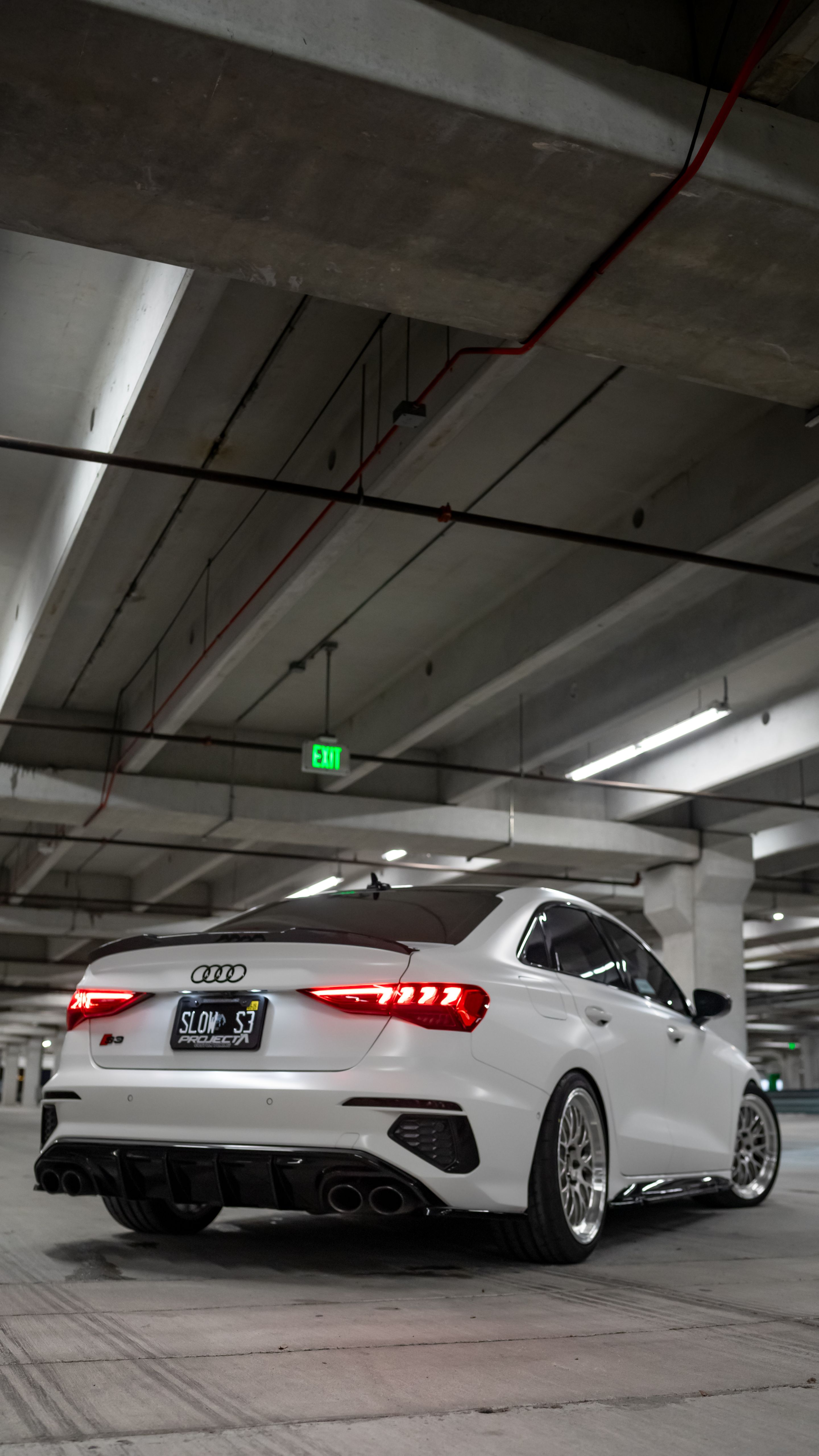 White Audi 8Y S3 with 18" ML-10RT Apex wheels in Machined Lip Brushed Clear