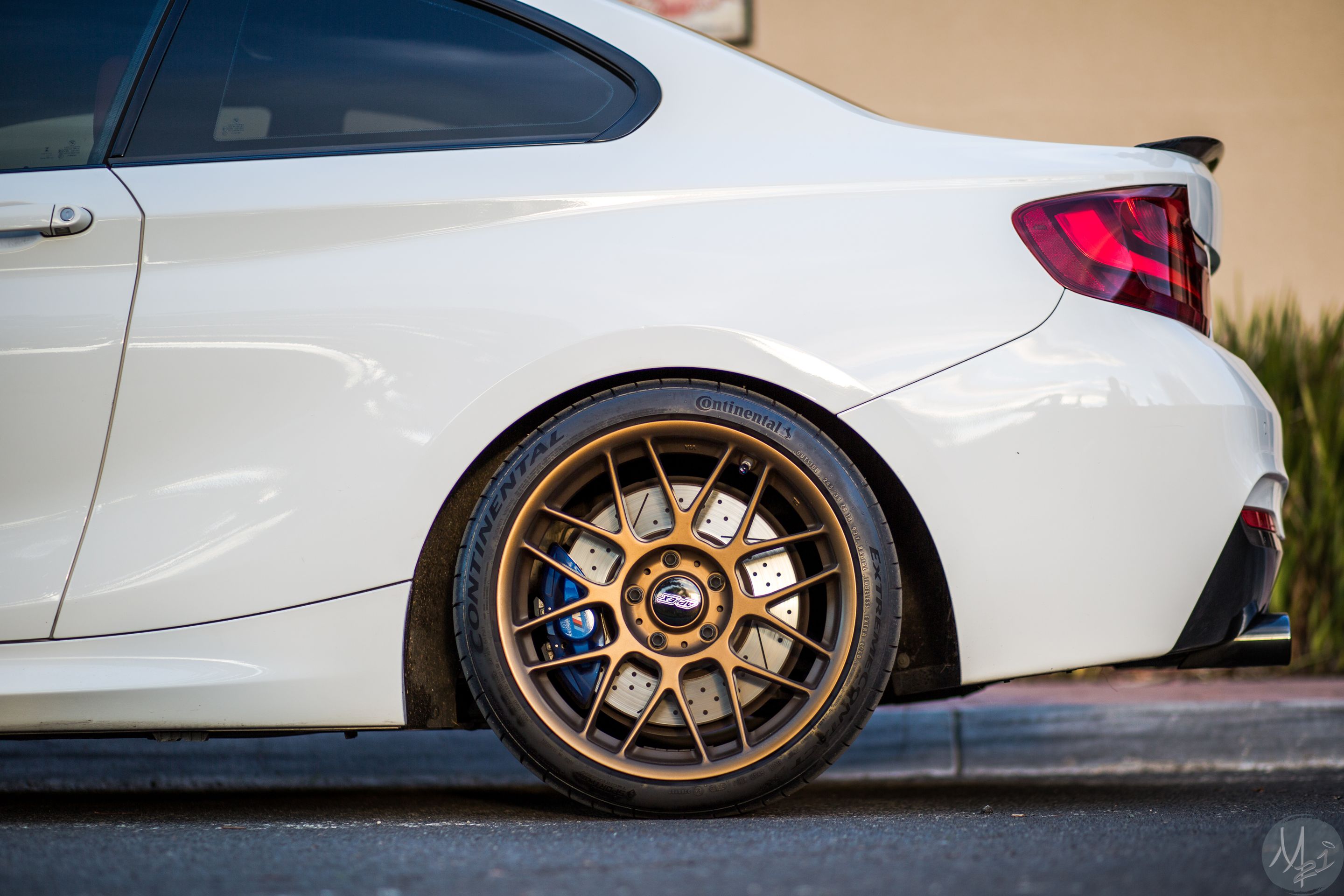 White BMW F22 Coupe 2 Series with 18" ARC-8 Apex wheels in Satin Bronze