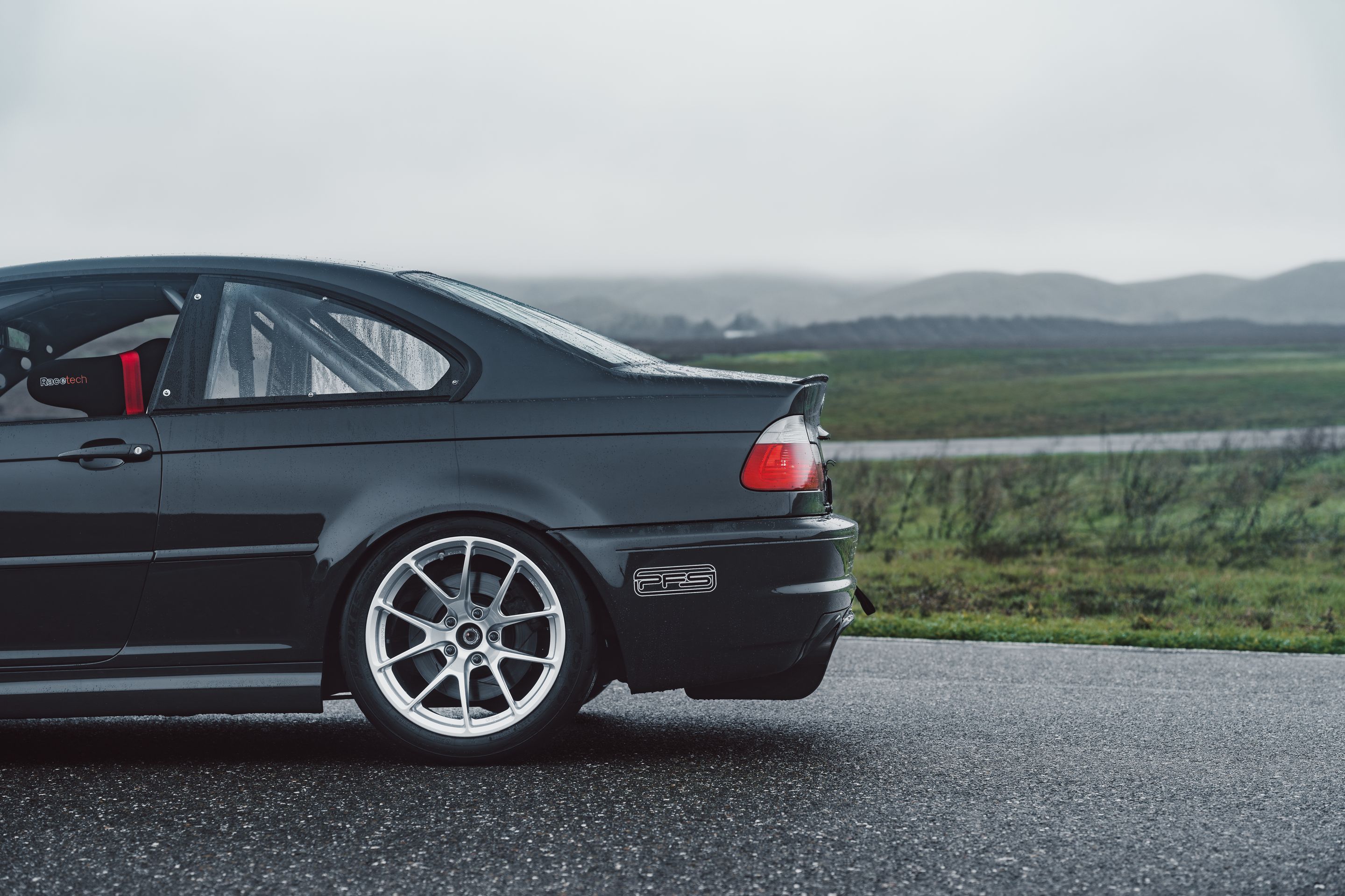 Grey BMW E46 M3 with 18" VS-5RE Apex wheels in Race Silver