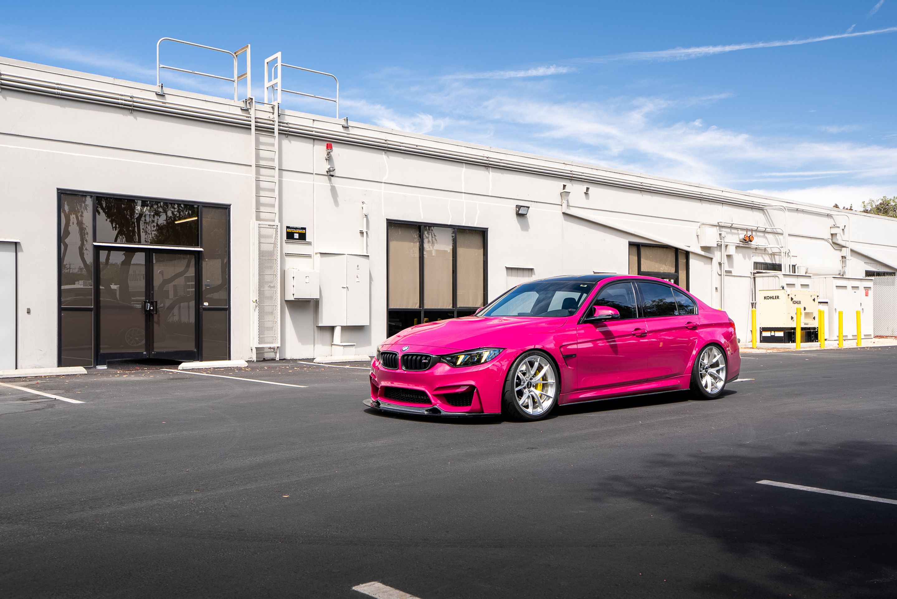 Pink BMW F80 M3 with 19" VS-5RS Apex wheels in Brushed Clear