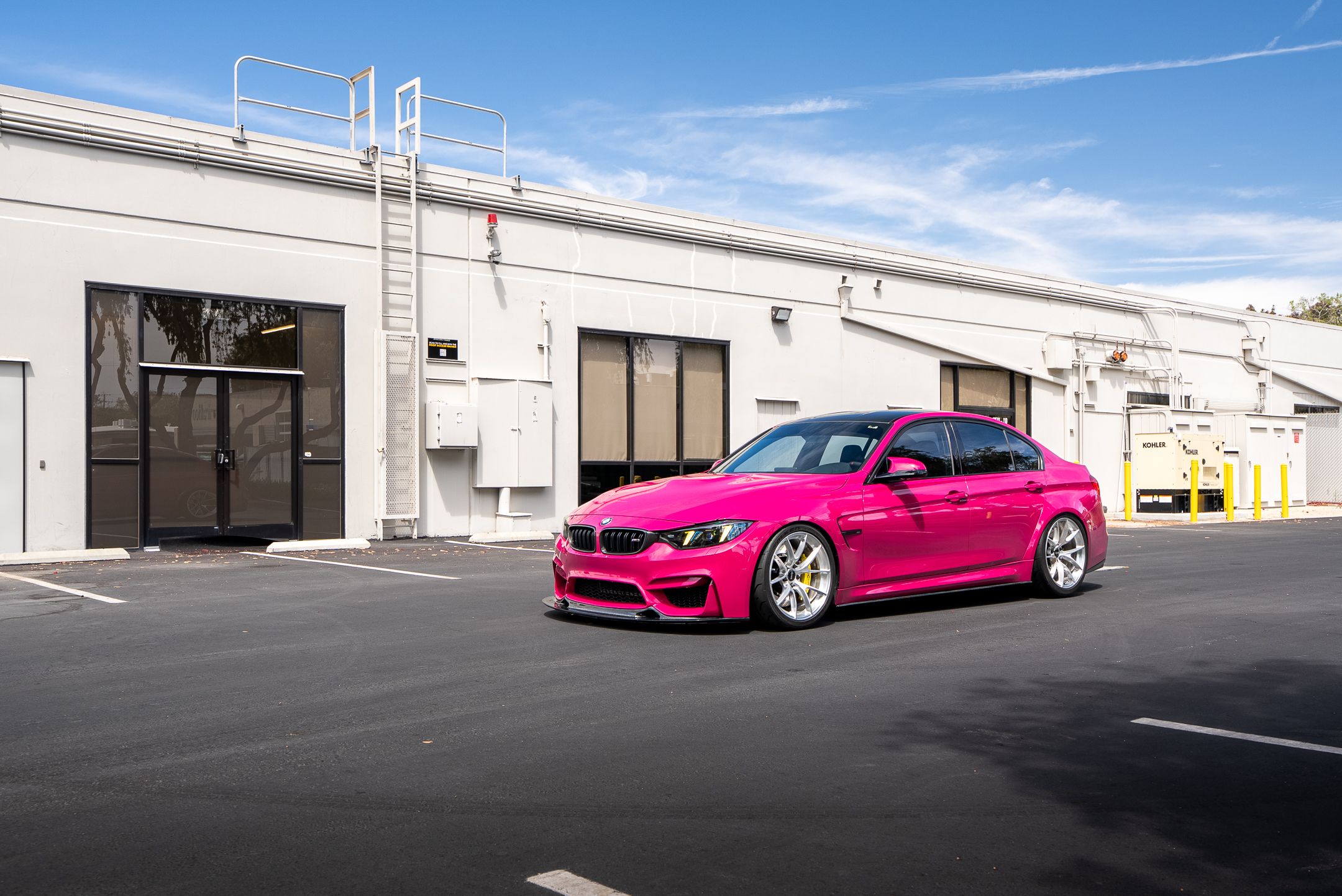 Pink BMW F80 M3 with 19" VS-5RS Apex wheels in Brushed Clear