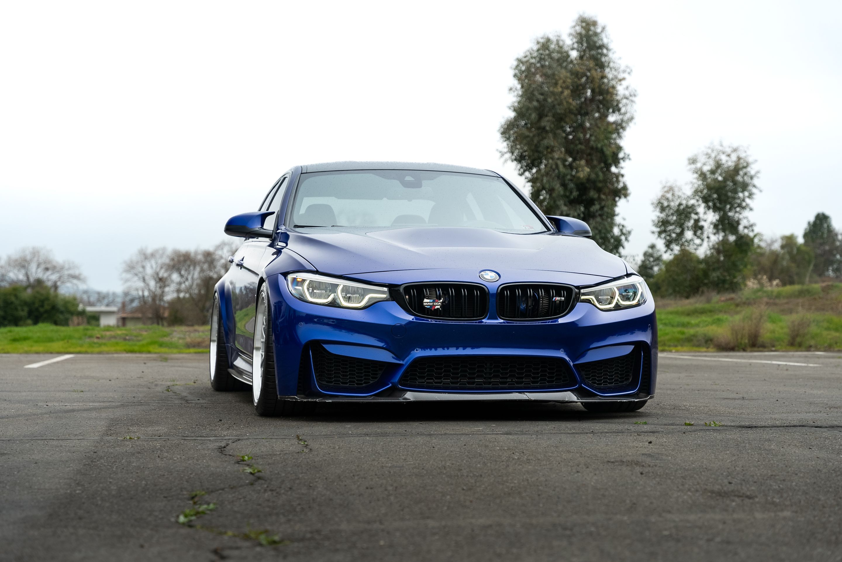 Blue BMW F80 M3 with 19" ML-10RT Apex wheels in Machined Lip Race Silver