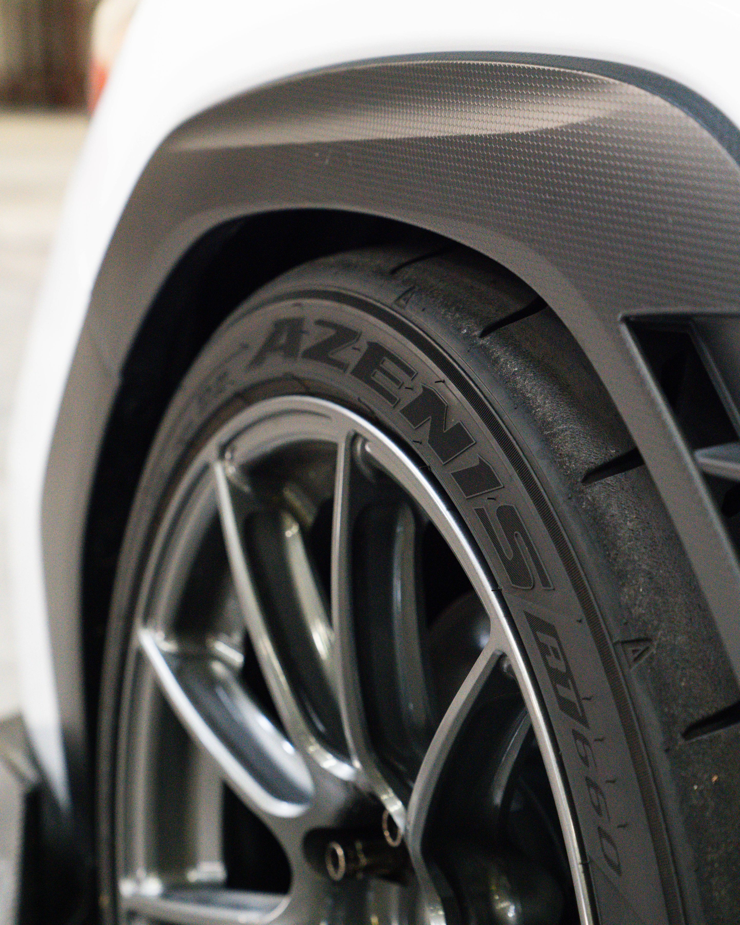 White Subaru VB WRX with 18" SM-10RS Apex wheels in Anthracite