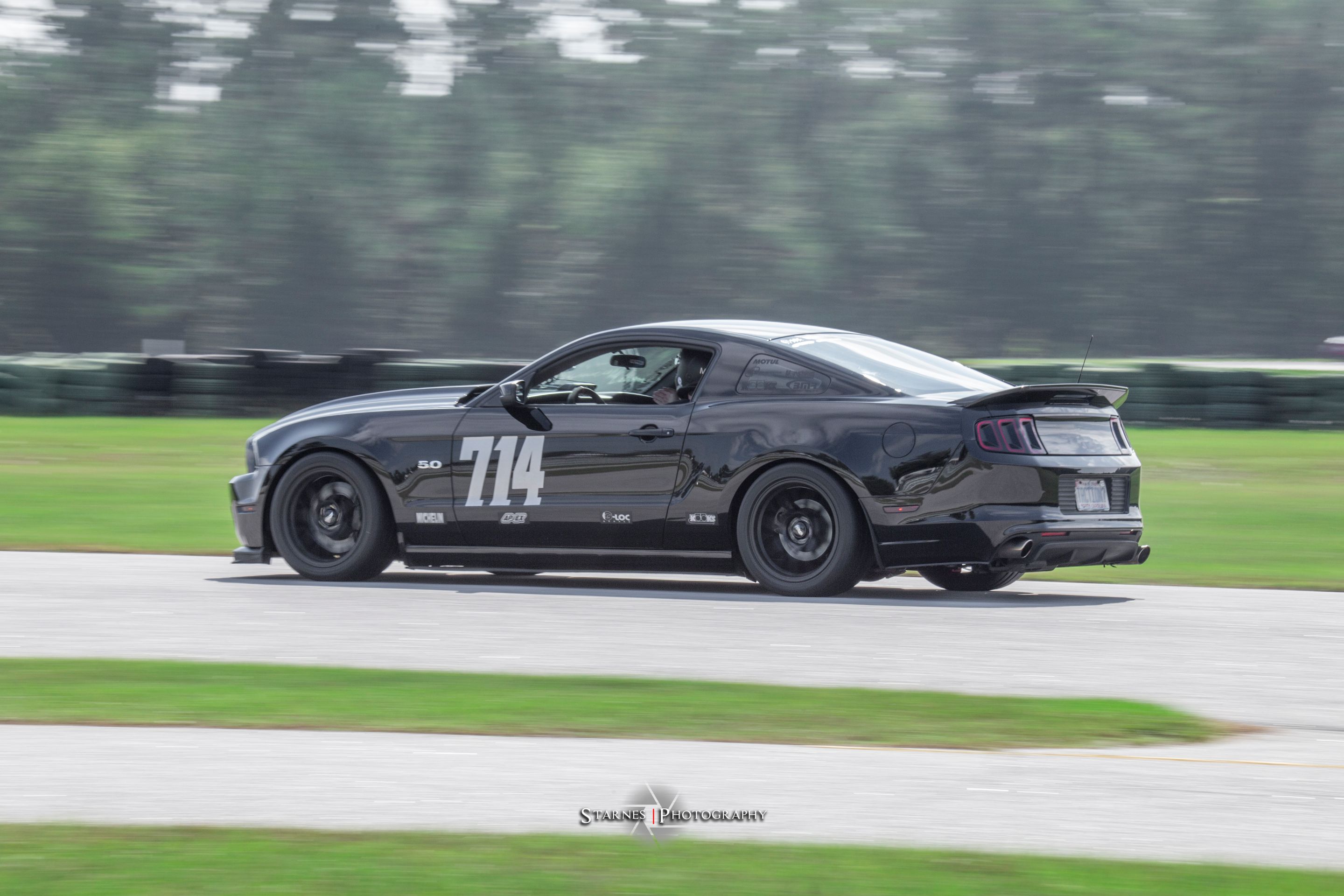 Black Ford S197 Mustang GT with 18" EC-7 Apex wheels in Satin Black