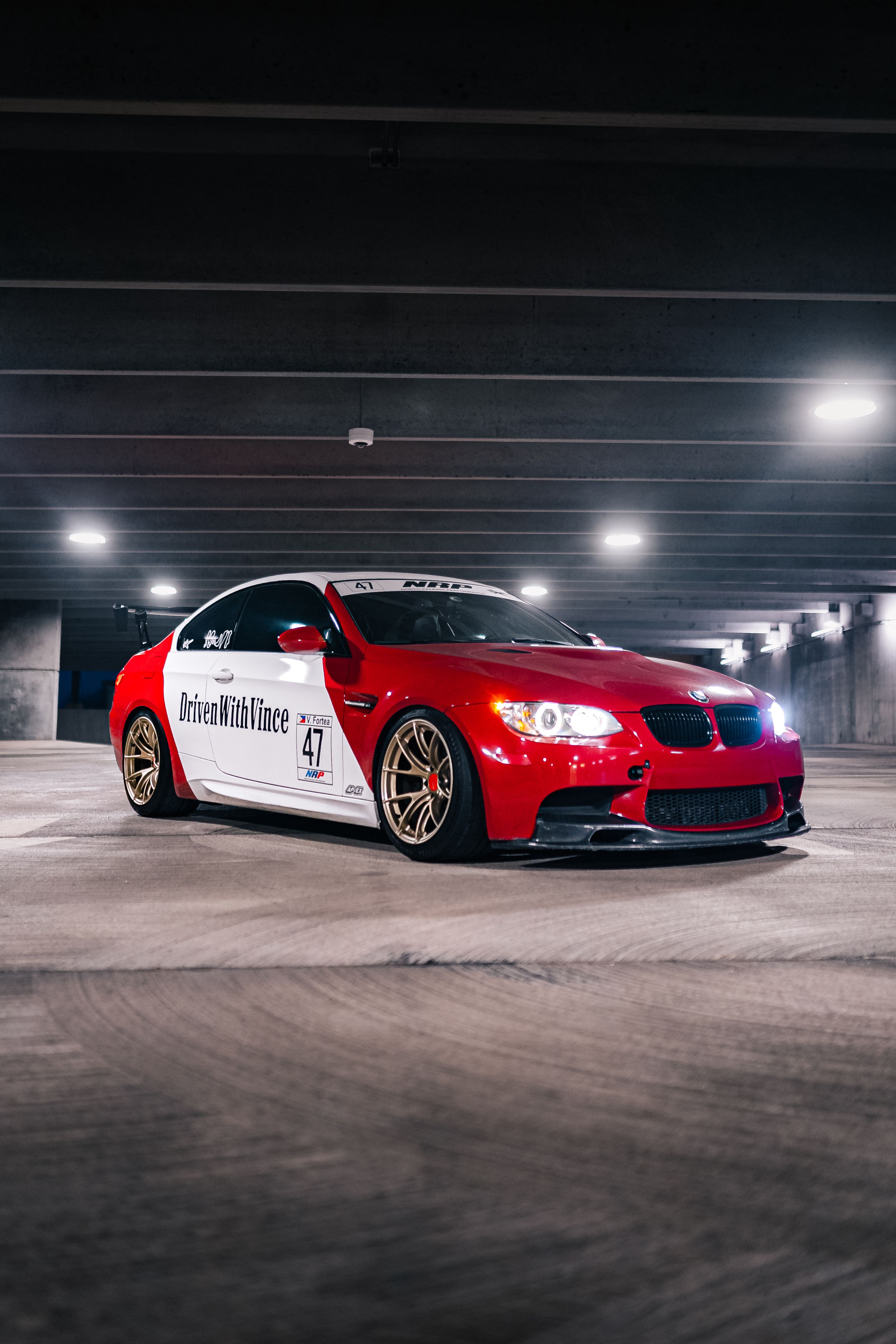 Multicolor BMW E92 Coupe M3 with 18" VS-5RS Apex wheels in Motorsport Gold