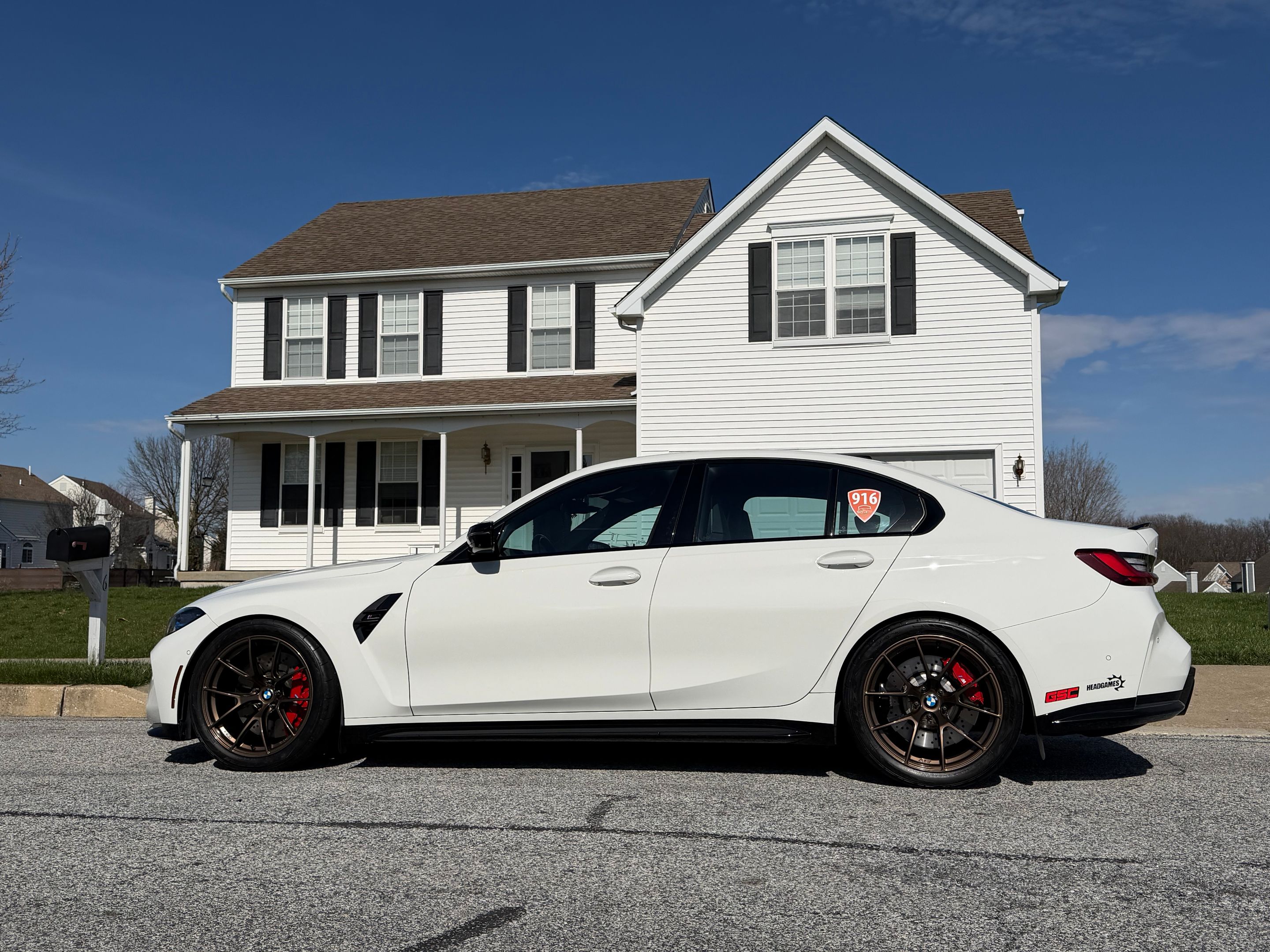 White BMW G80 M3 with 19" VS-5RS Apex wheels in Satin Bronze