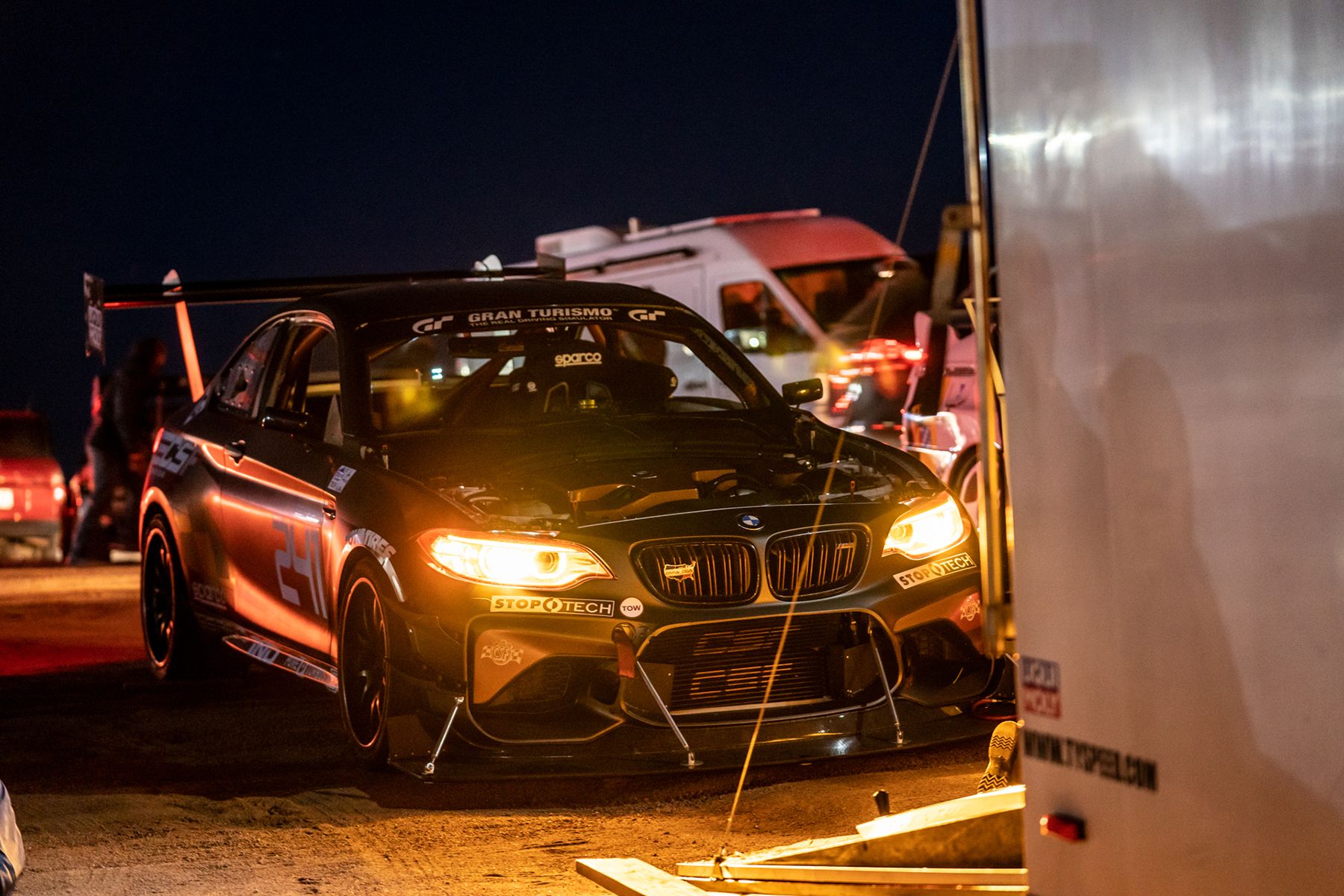 Grey BMW F87 M2 with 18" FL-5 Apex wheels in Satin Black