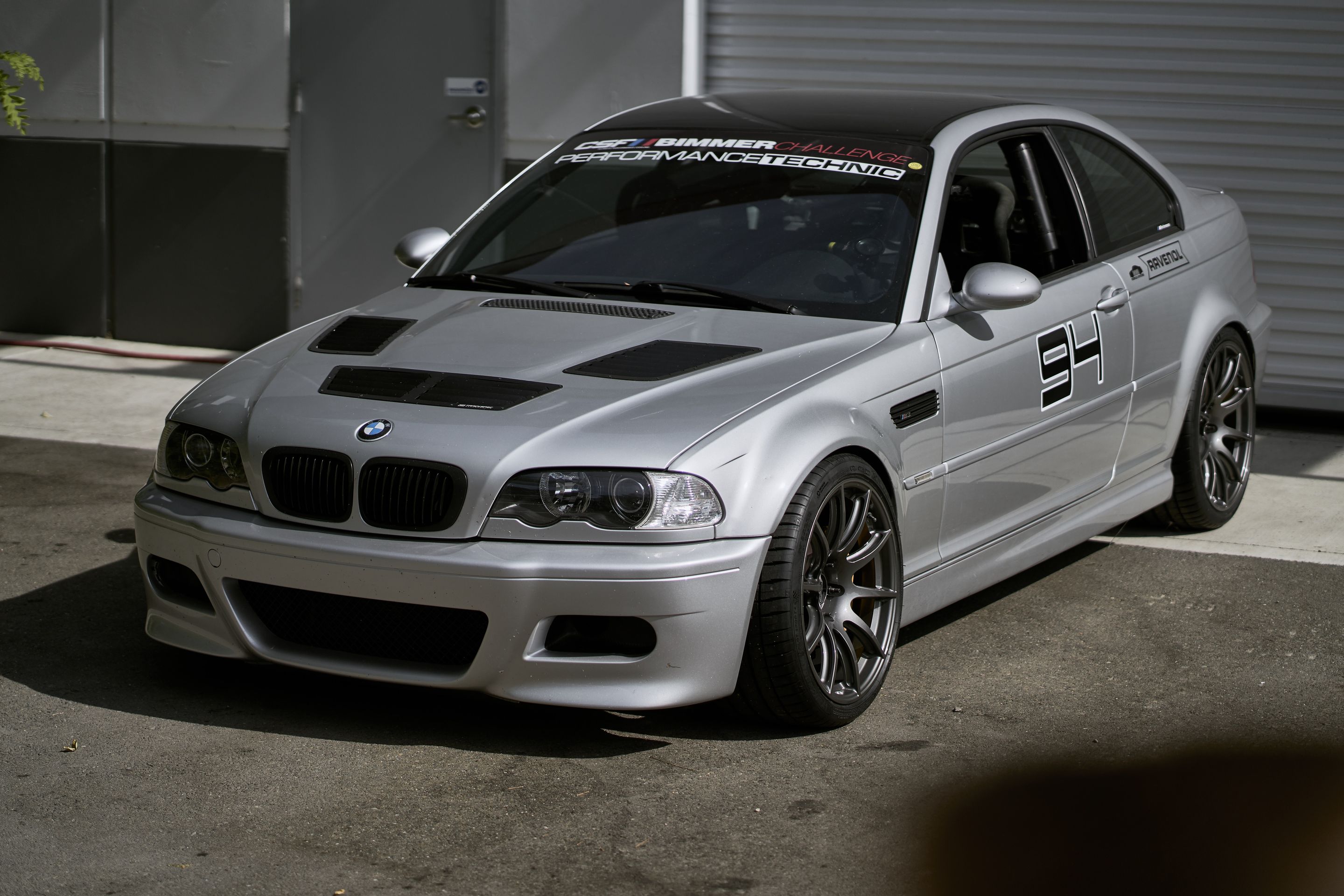 Silver BMW E46 M3 with 19" SM-10 Apex wheels in Anthracite