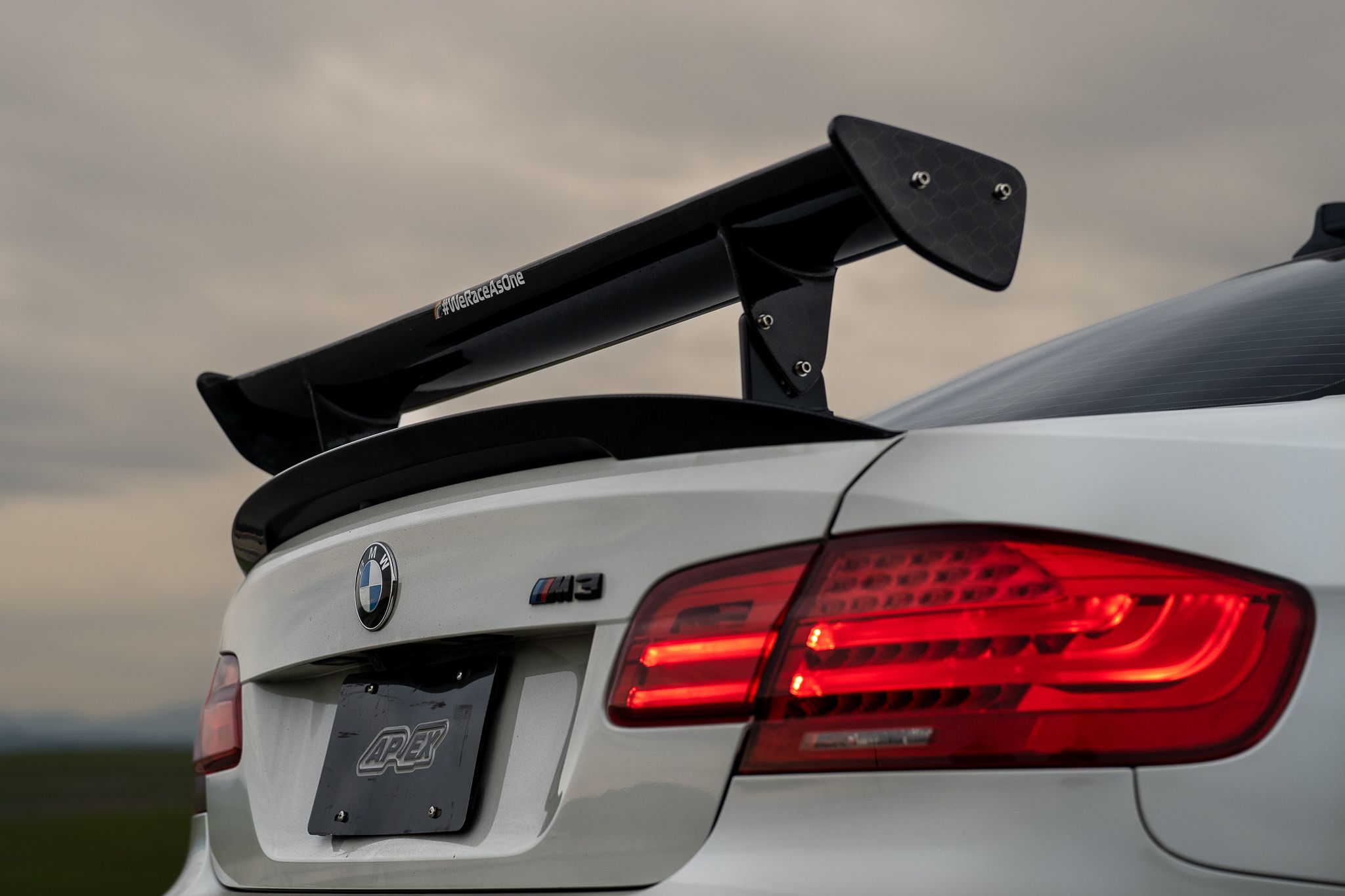 White BMW E92 Coupe M3 with 18" VS-5RS Apex wheels in Brushed Clear