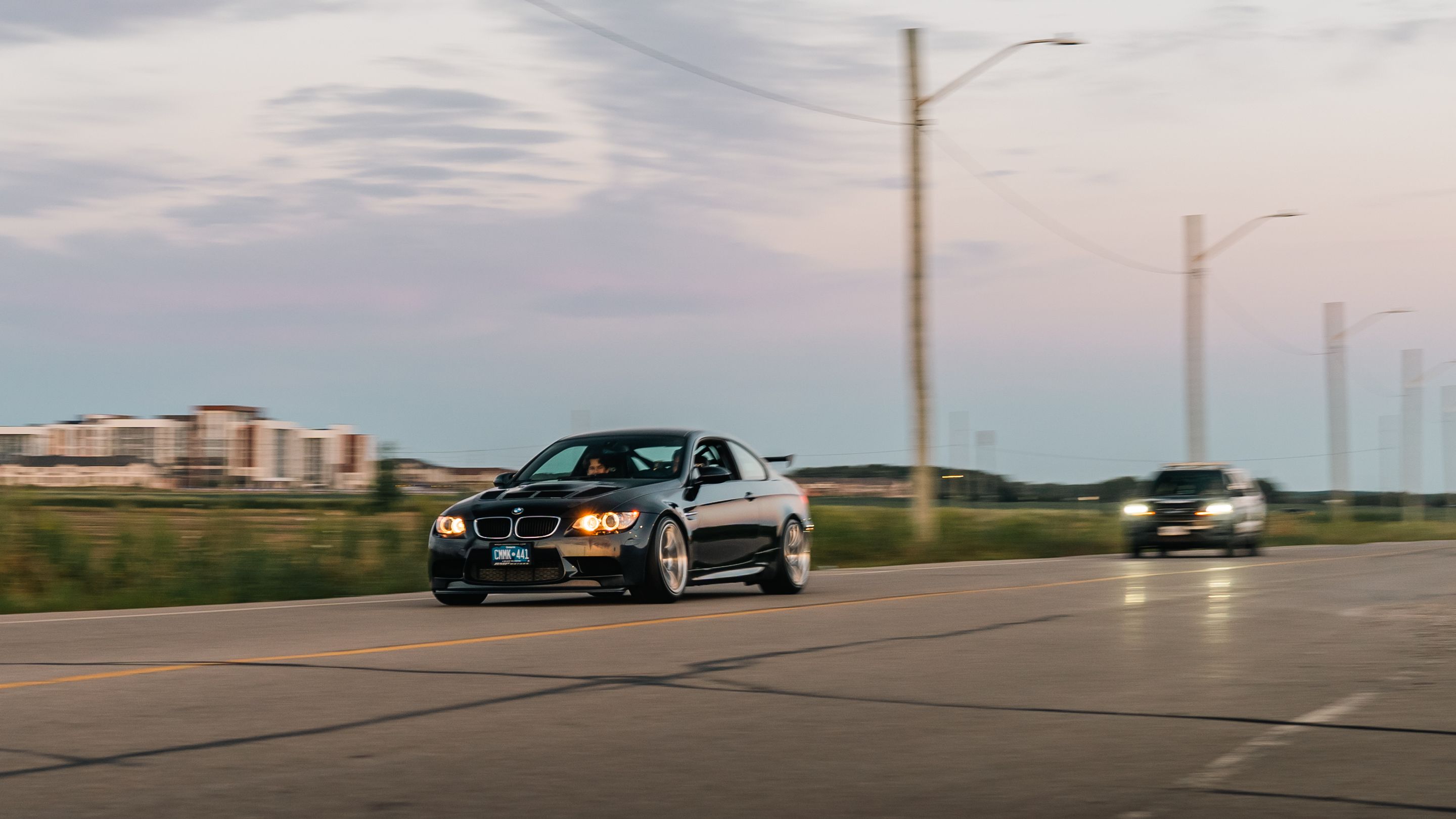 Black BMW E92 Coupe M3 with 18" SM-10RS Apex wheels in Brushed Clear