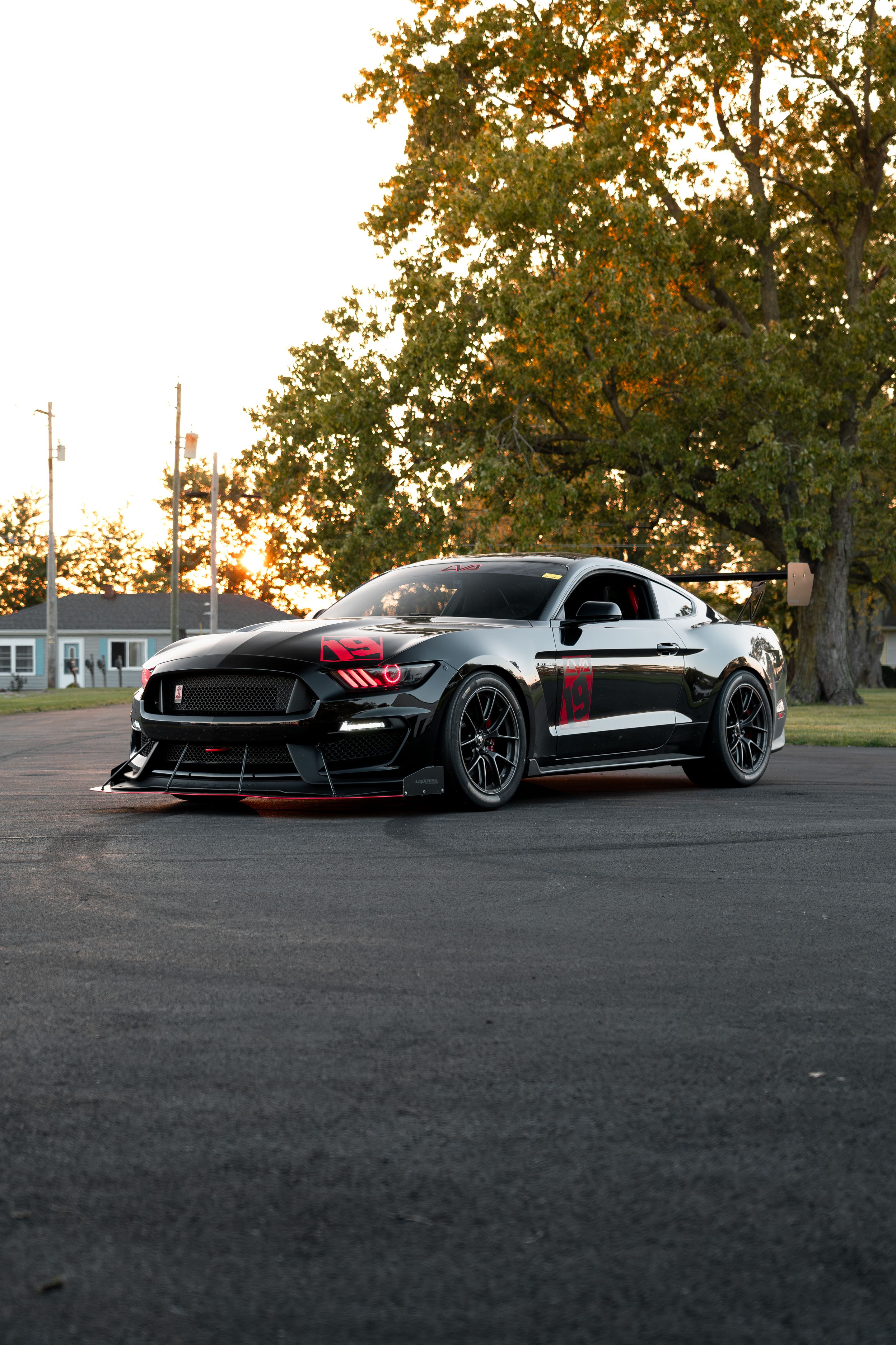 Black Ford S550 Mustang GT350R with 19" VS-5RS Apex wheels in Anthracite